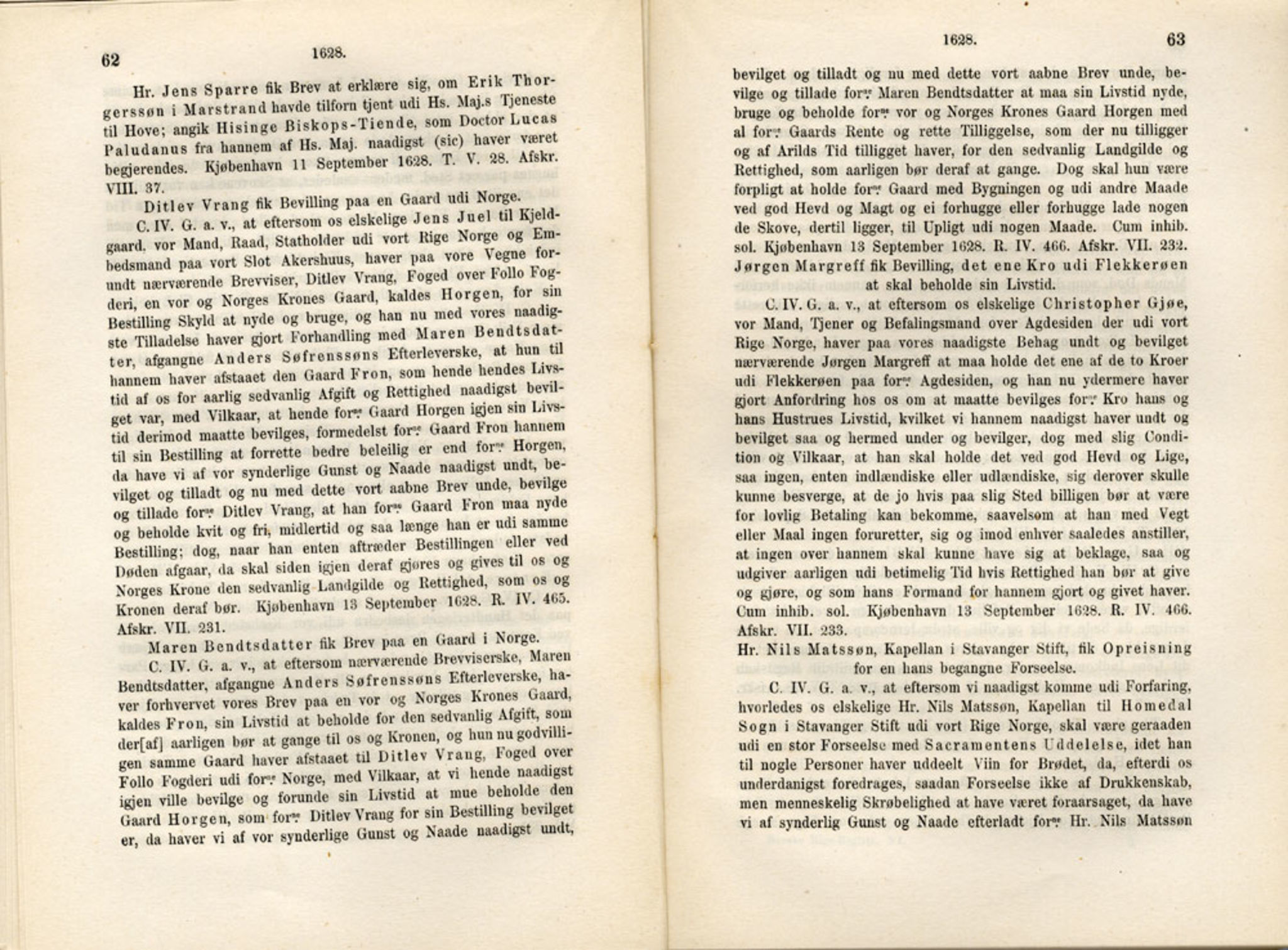 Publikasjoner utgitt av Det Norske Historiske Kildeskriftfond, PUBL/-/-/-: Norske Rigs-Registranter, bind 6, 1628-1634, p. 62-63