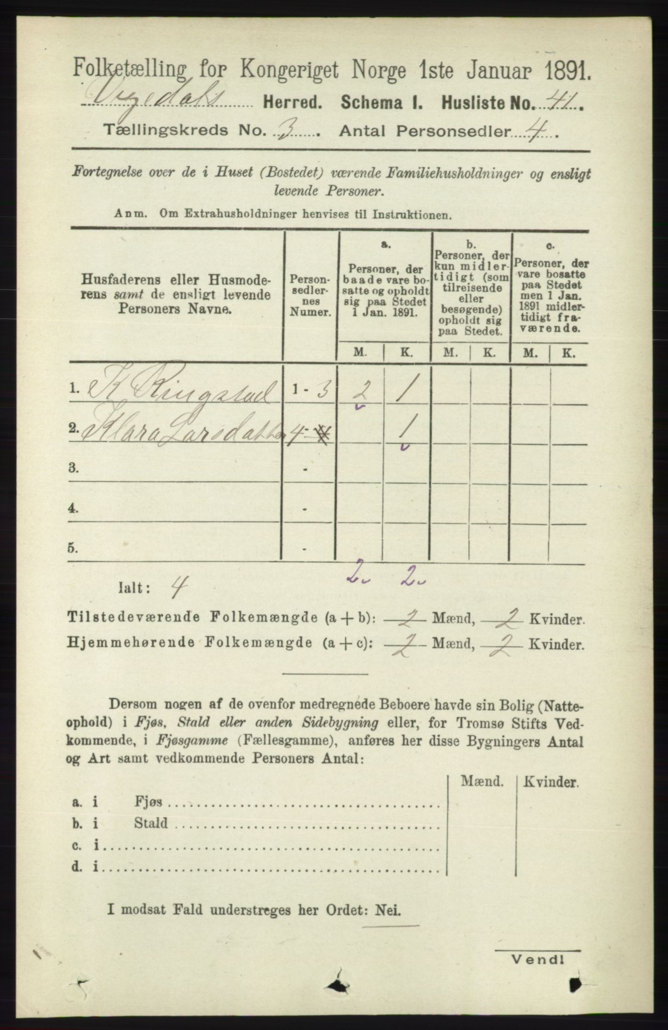 RA, 1891 census for 1157 Vikedal, 1891, p. 717