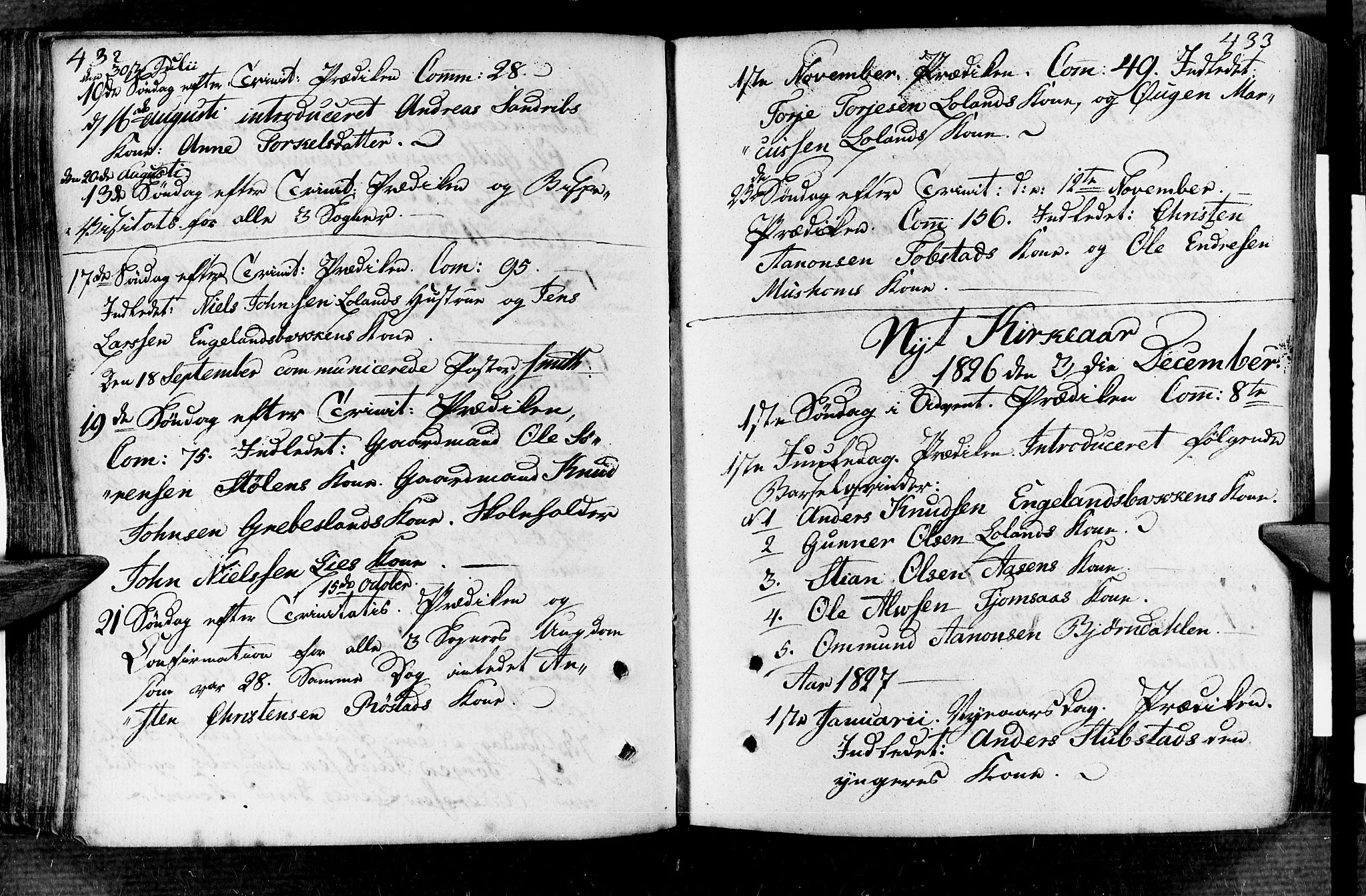 Vennesla sokneprestkontor, AV/SAK-1111-0045/Fa/Fac/L0002: Parish register (official) no. A 2, 1785-1834, p. 432-433