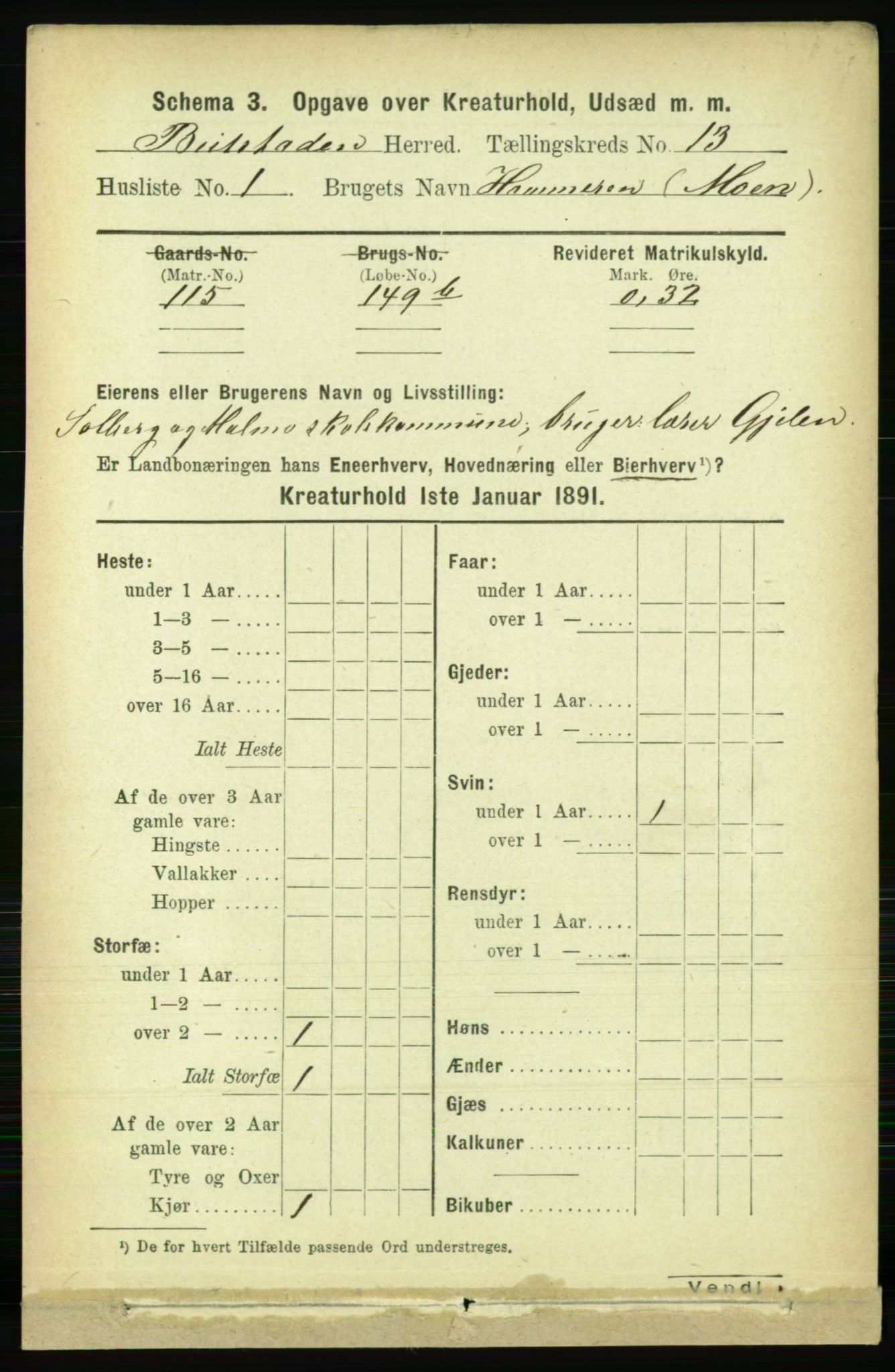 RA, 1891 census for 1727 Beitstad, 1891, p. 6467