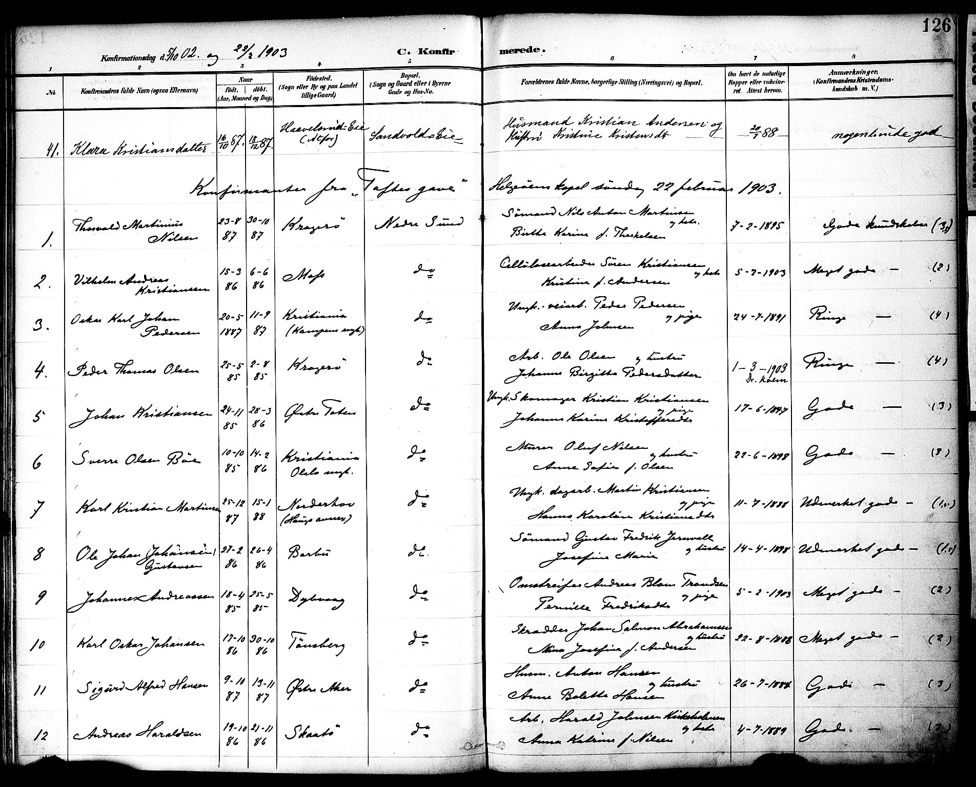 Nes prestekontor, Hedmark, AV/SAH-PREST-020/K/Ka/L0010: Parish register (official) no. 10, 1887-1905, p. 126