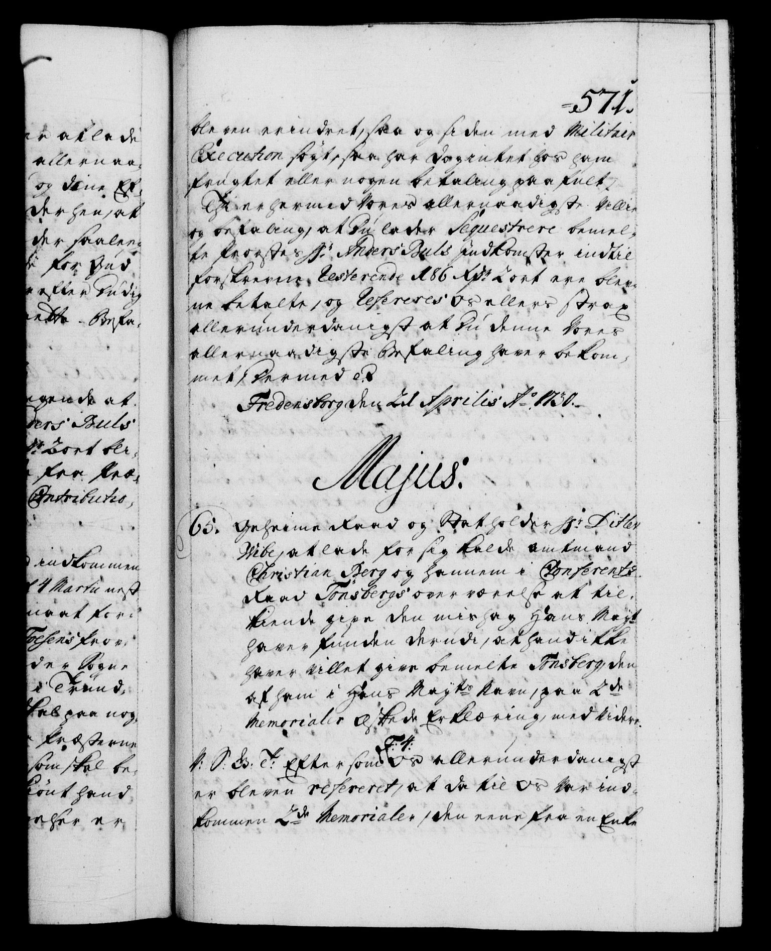 Danske Kanselli 1572-1799, RA/EA-3023/F/Fc/Fca/Fcab/L0024: Norske tegnelser, 1728-1730, p. 571a