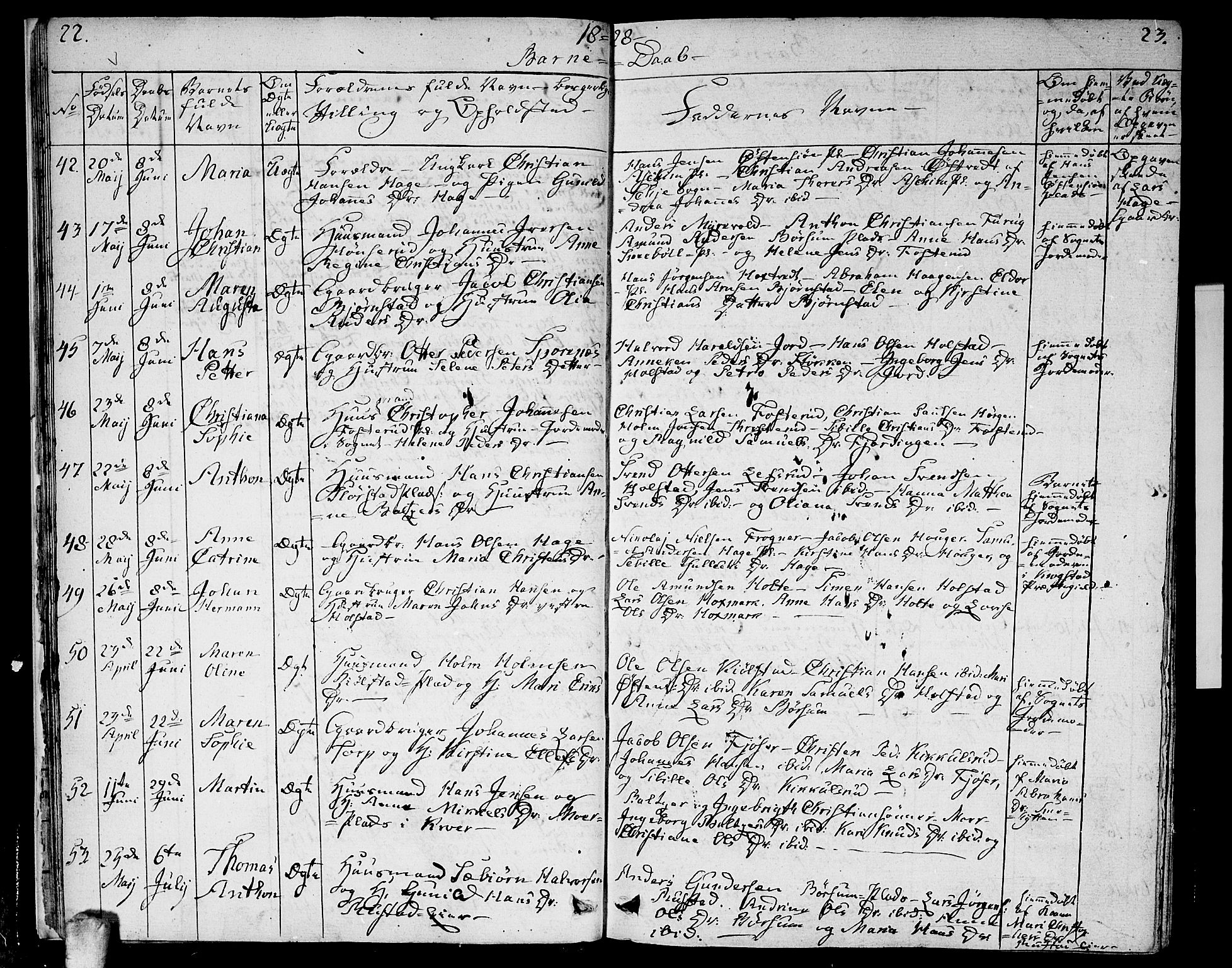 Ås prestekontor Kirkebøker, AV/SAO-A-10894/F/Fa/L0005: Parish register (official) no. I 5, 1827-1840, p. 22-23