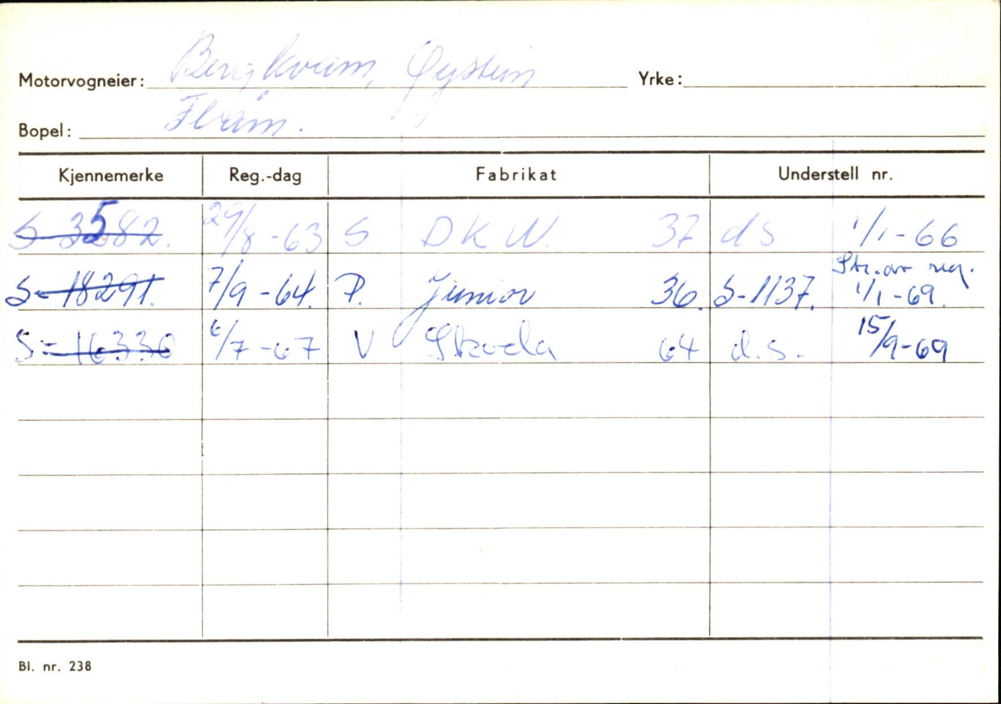 Statens vegvesen, Sogn og Fjordane vegkontor, AV/SAB-A-5301/4/F/L0125: Eigarregister Sogndal V-Å. Aurland A-Å. Fjaler A-N, 1945-1975, p. 433