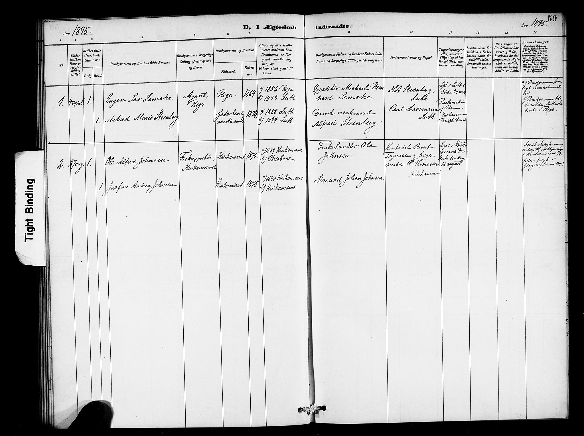 Den norske sjømannsmisjon i utlandet/Skotske havner (Leith, Glasgow), SAB/SAB/PA-0100/H/Ha/Haa/L0003: Parish register (official) no. A 3, 1887-1898, p. 59