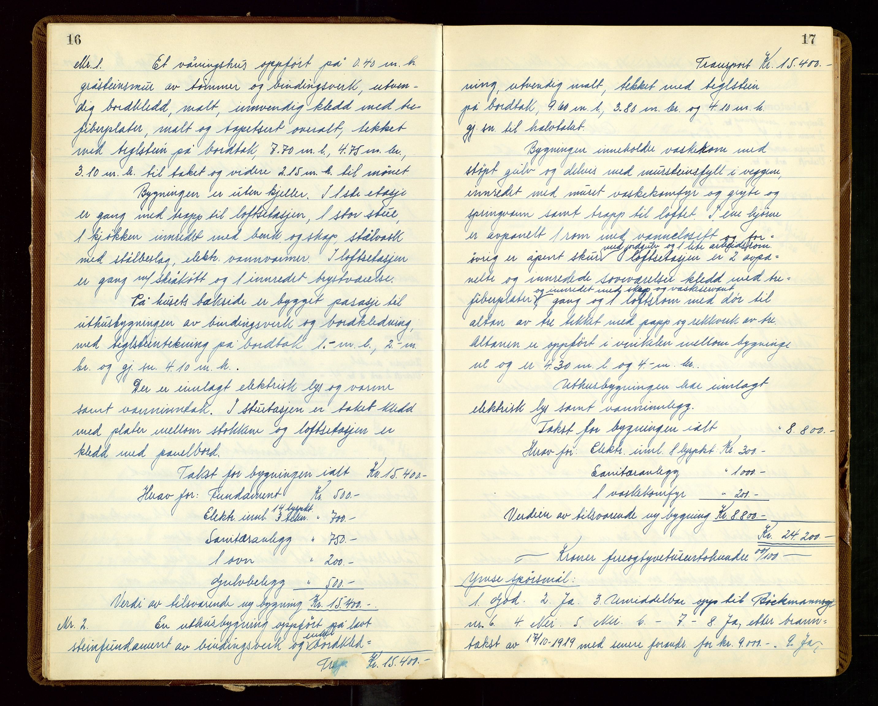 Eigersund lensmannskontor, AV/SAST-A-100171/God/L0014: "Branntakstprotokoll", 1951-1955, p. 16-17