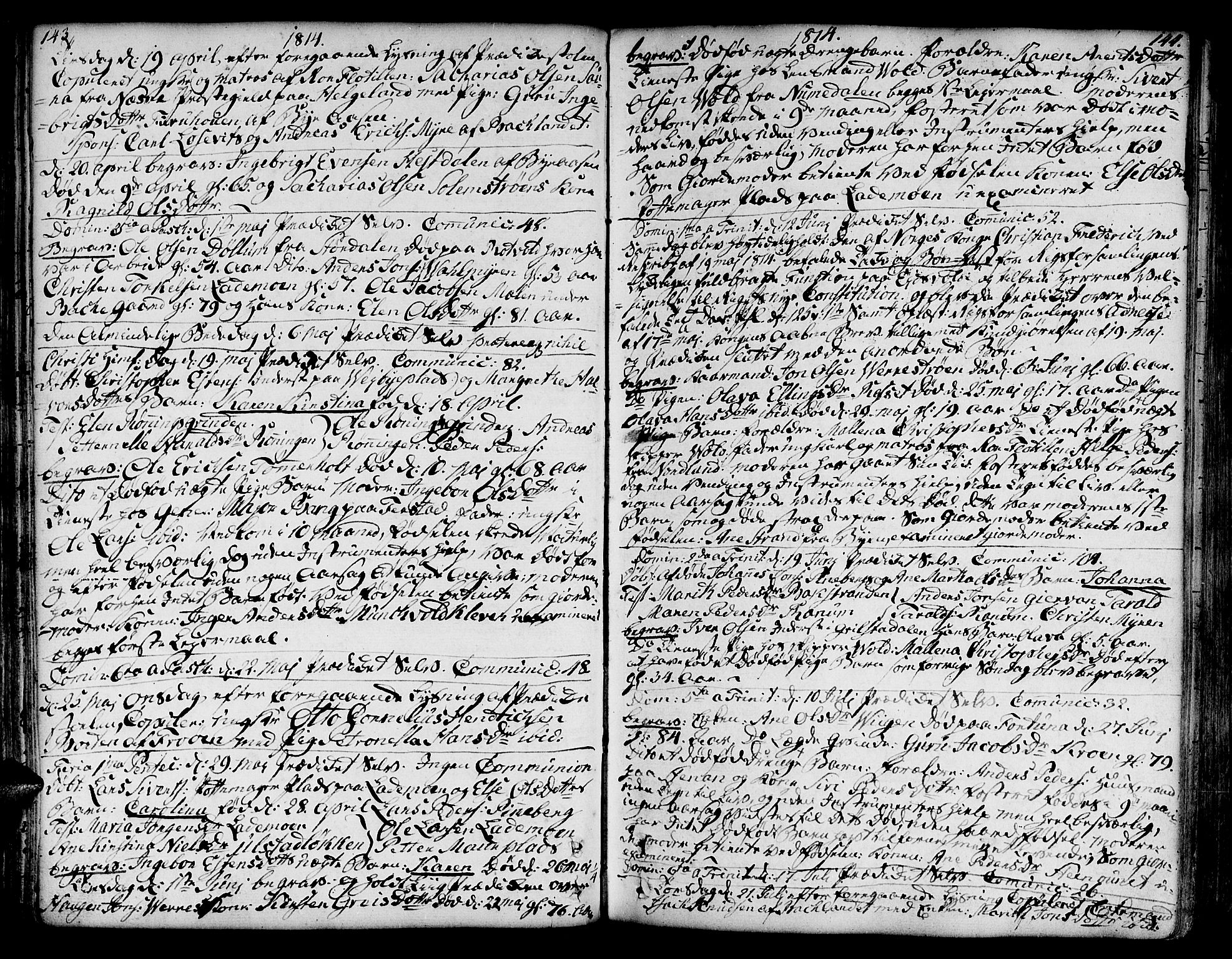 Ministerialprotokoller, klokkerbøker og fødselsregistre - Sør-Trøndelag, SAT/A-1456/606/L0280: Parish register (official) no. 606A02 /1, 1781-1817, p. 143-144