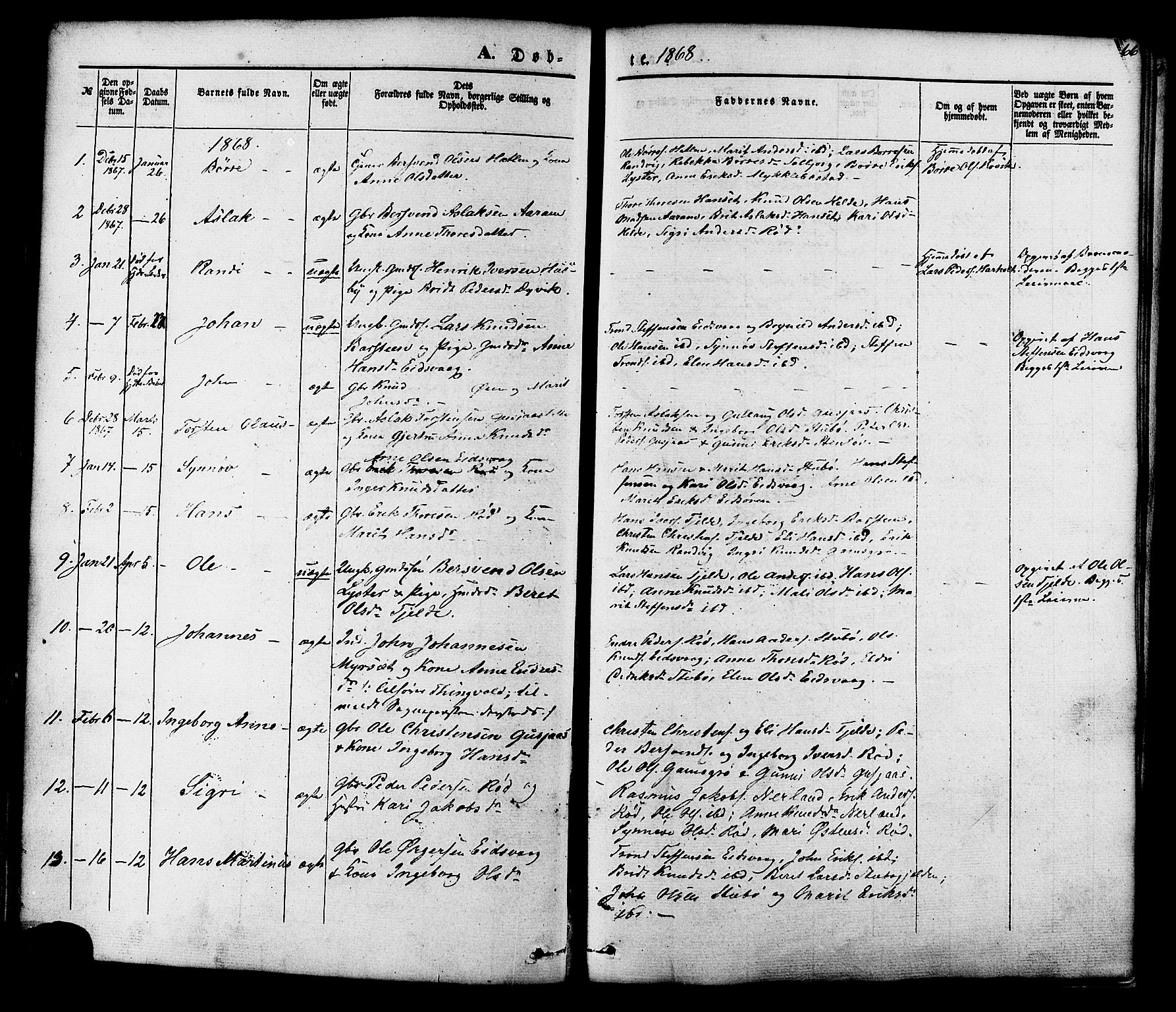 Ministerialprotokoller, klokkerbøker og fødselsregistre - Møre og Romsdal, AV/SAT-A-1454/551/L0625: Parish register (official) no. 551A05, 1846-1879, p. 66