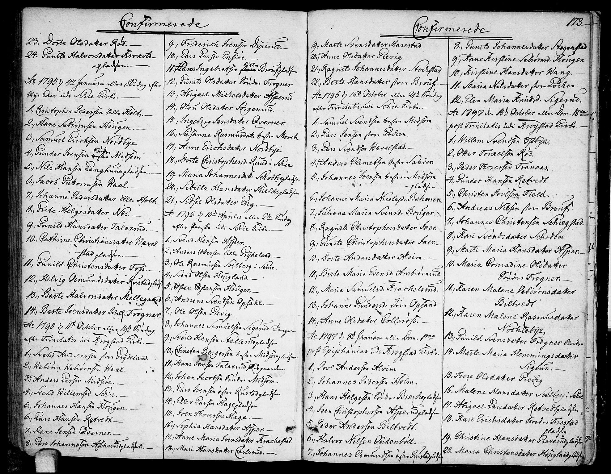 Kråkstad prestekontor Kirkebøker, SAO/A-10125a/F/Fa/L0002: Parish register (official) no. I 2, 1786-1814, p. 173