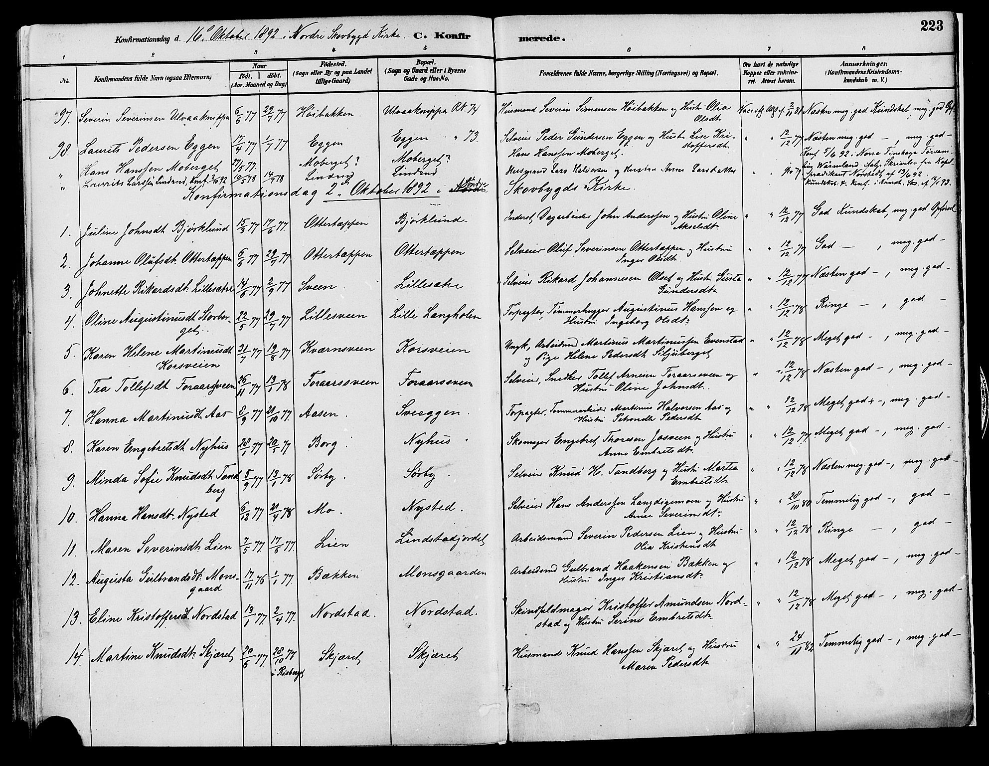 Elverum prestekontor, AV/SAH-PREST-044/H/Ha/Haa/L0013: Parish register (official) no. 13, 1880-1890, p. 223