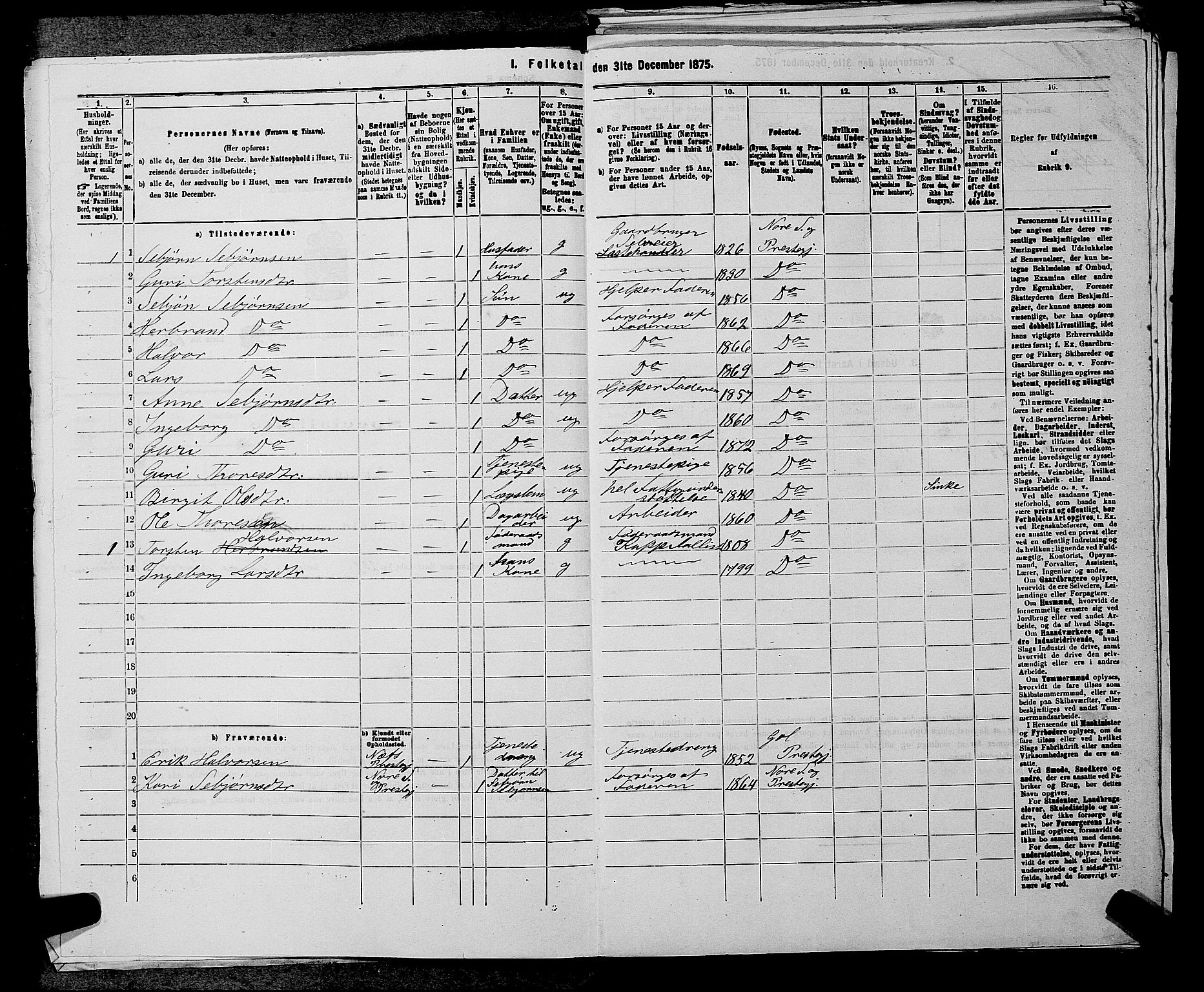 SAKO, 1875 census for 0633P Nore, 1875, p. 862