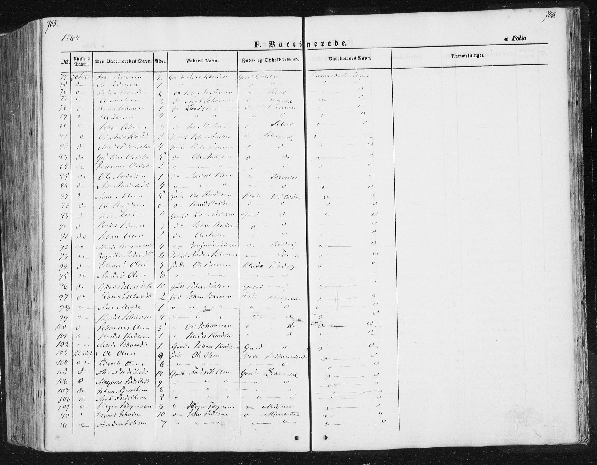 Ministerialprotokoller, klokkerbøker og fødselsregistre - Sør-Trøndelag, AV/SAT-A-1456/630/L0494: Parish register (official) no. 630A07, 1852-1868, p. 705-706