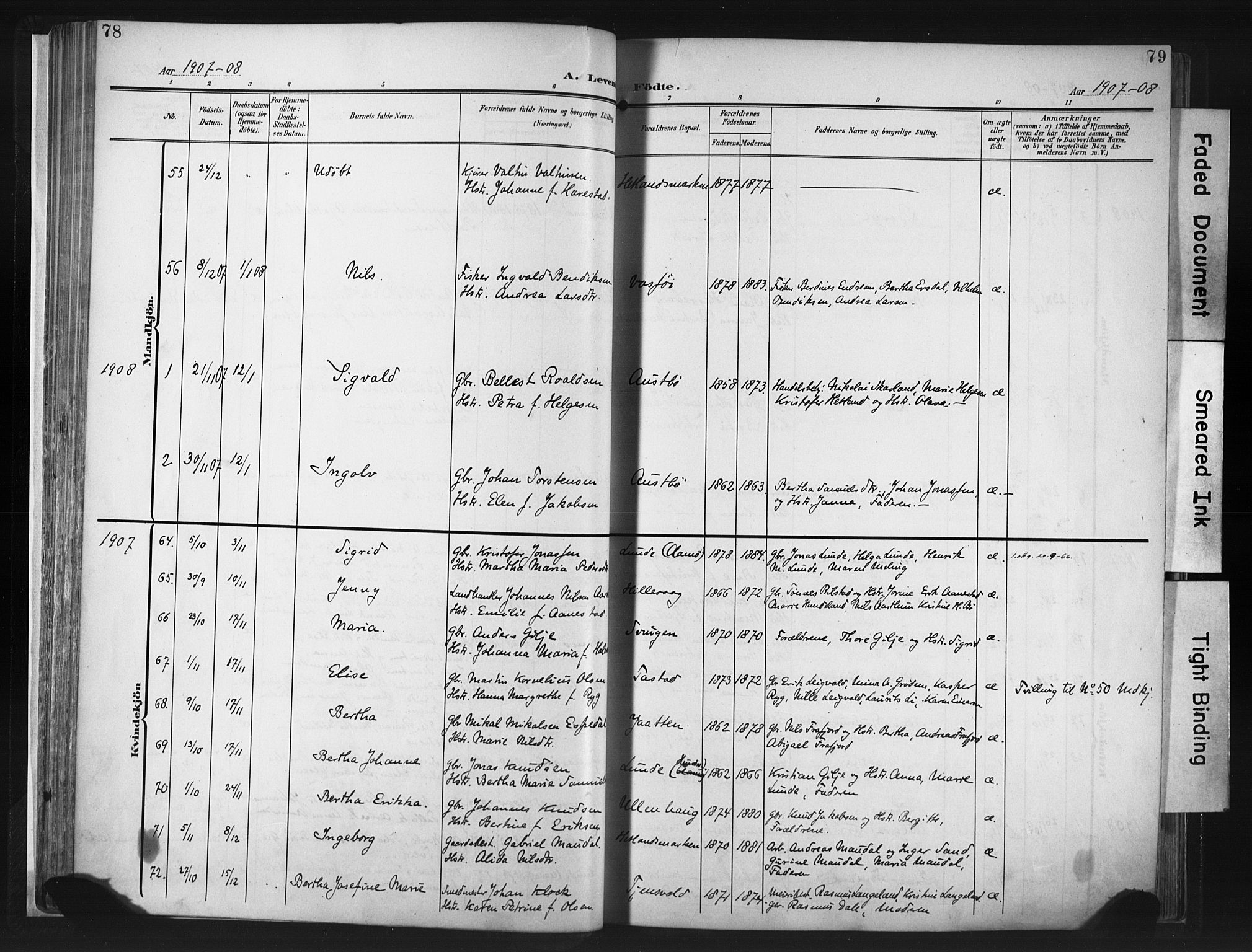 Hetland sokneprestkontor, AV/SAST-A-101826/30/30BA/L0013: Parish register (official) no. A 13, 1904-1918, p. 78-79