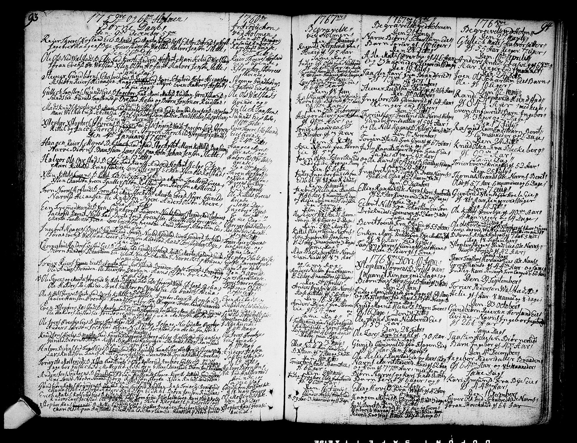Sigdal kirkebøker, SAKO/A-245/F/Fa/L0001: Parish register (official) no. I 1, 1722-1777, p. 93-94