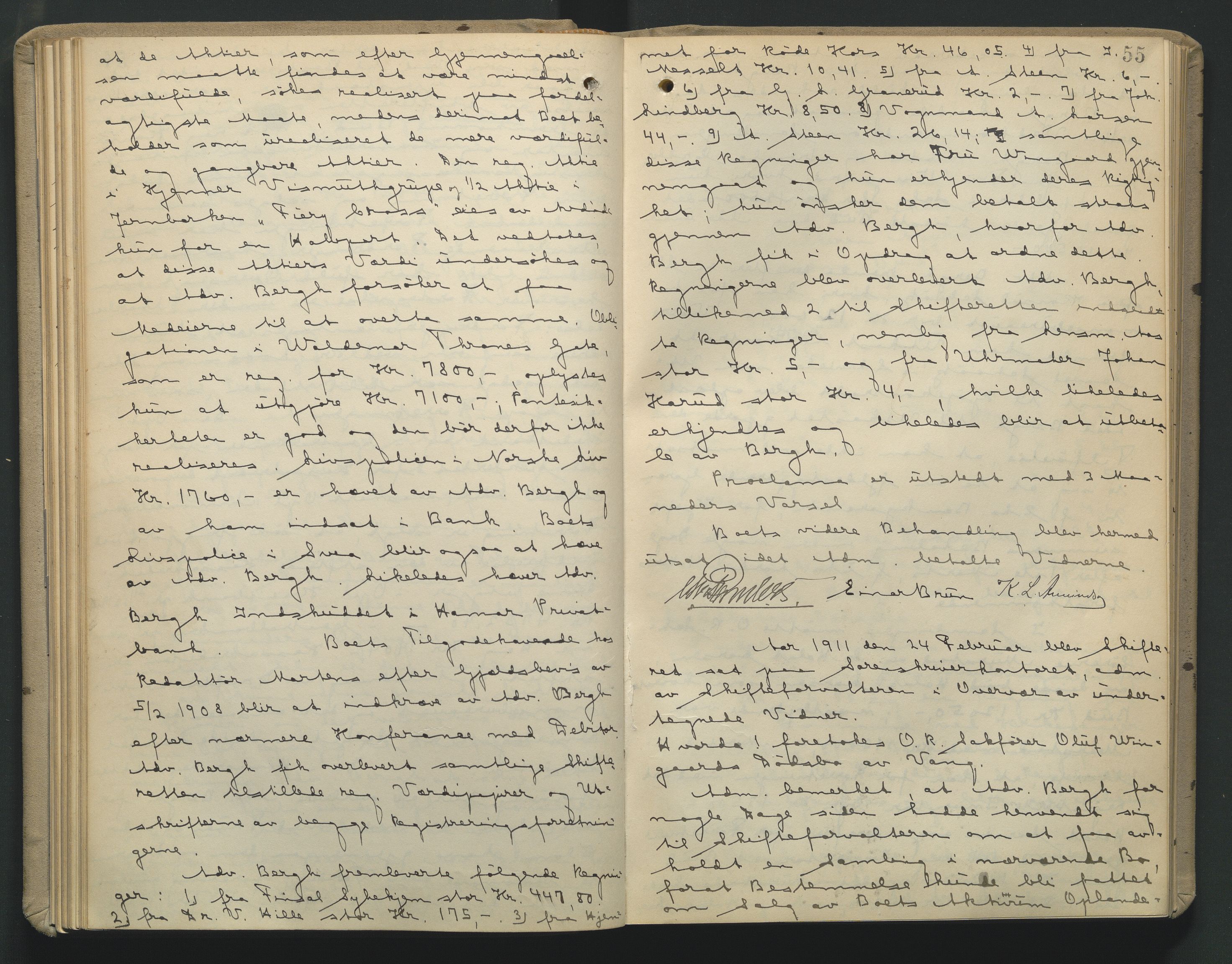 Nord-Hedmark sorenskriveri, AV/SAH-TING-012/J/Jc/Jca/L0004: Skifteforhandlingsprotokoll, 1910-1913, p. 54b-55a