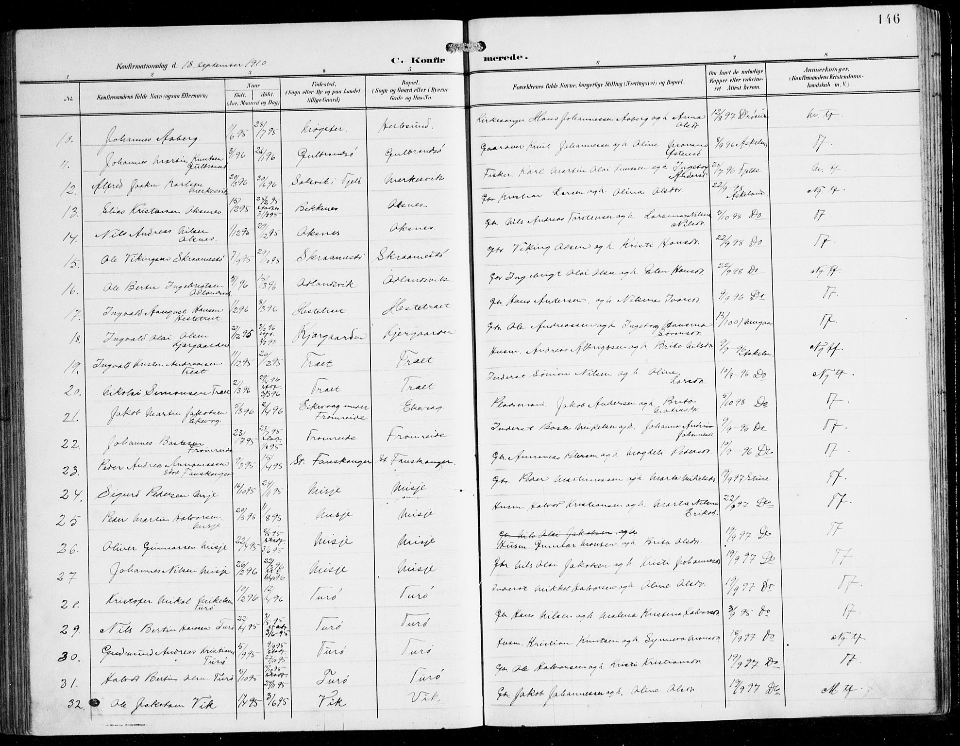 Herdla Sokneprestembete, SAB/A-75701/H/Hab: Parish register (copy) no. C 1, 1900-1913, p. 146