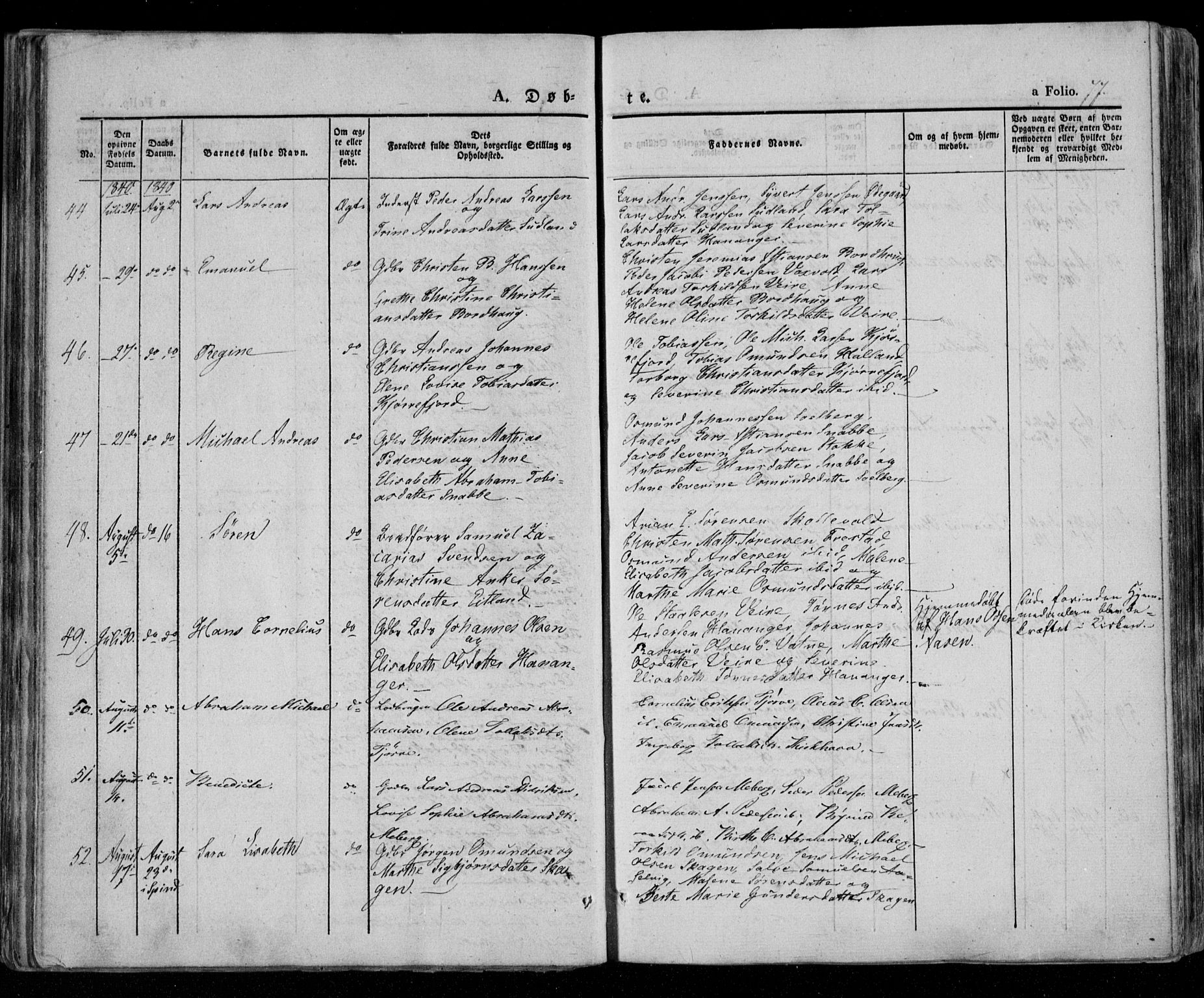 Lista sokneprestkontor, AV/SAK-1111-0027/F/Fa/L0009: Parish register (official) no. A 9, 1835-1846, p. 77