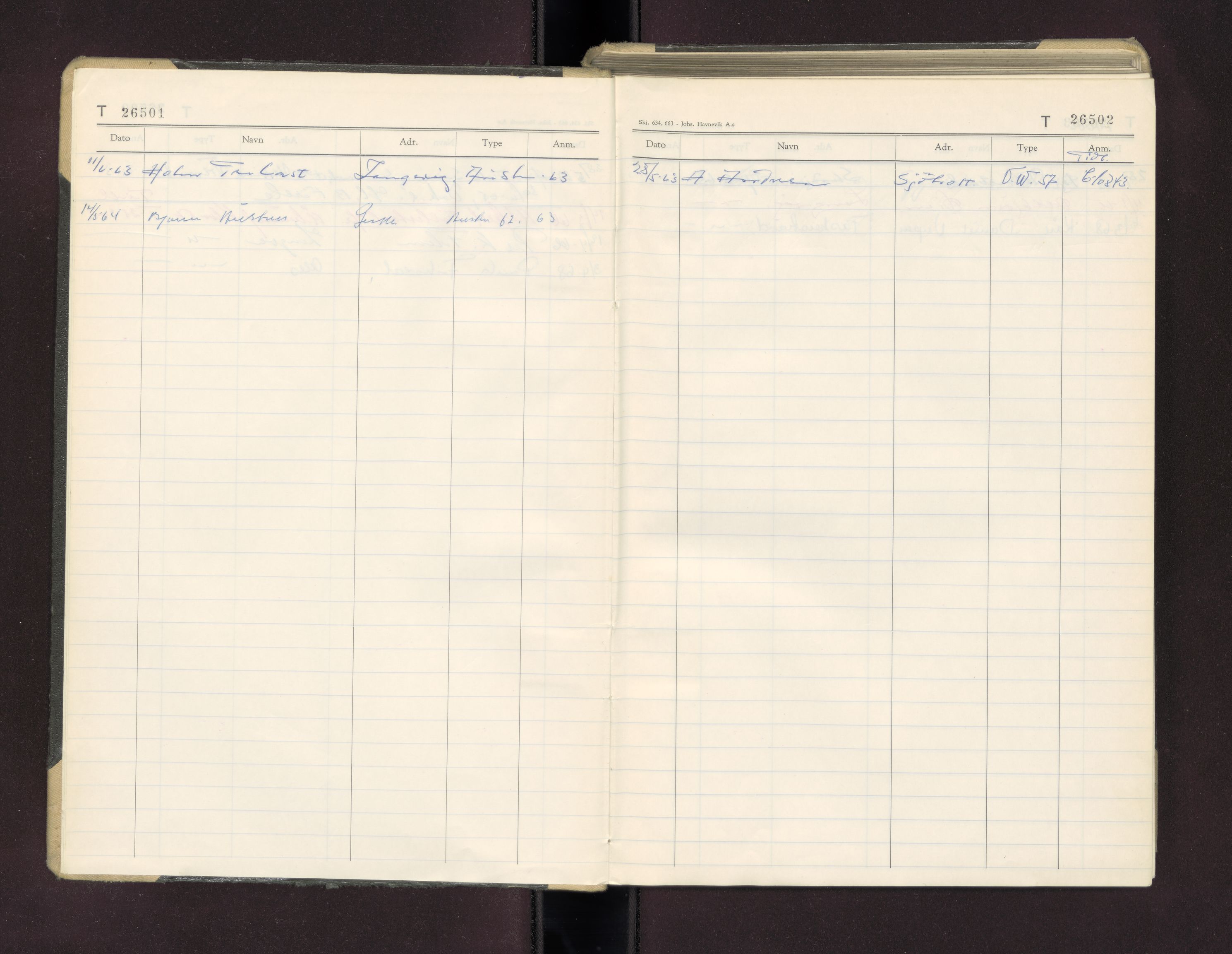 Møre og Romsdal vegkontor - Ålesund trafikkstasjon, AV/SAT-A-4099/F/Fc/L0026: Bilregister; T 26500 - T 26999, 1960-1970