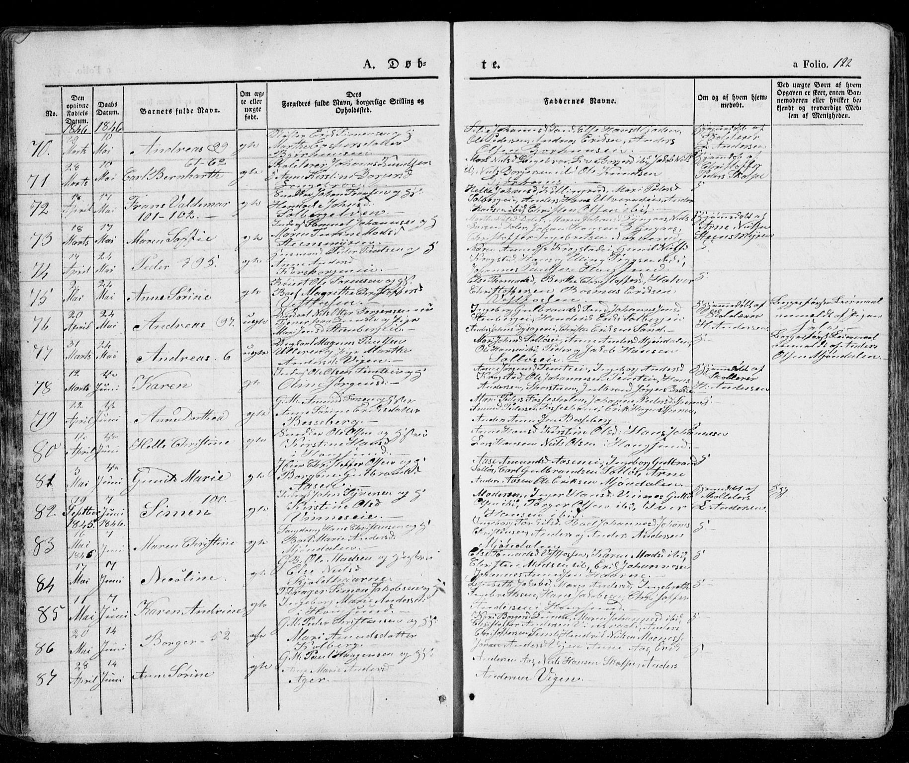 Eiker kirkebøker, SAKO/A-4/G/Ga/L0002: Parish register (copy) no. I 2, 1832-1856, p. 122