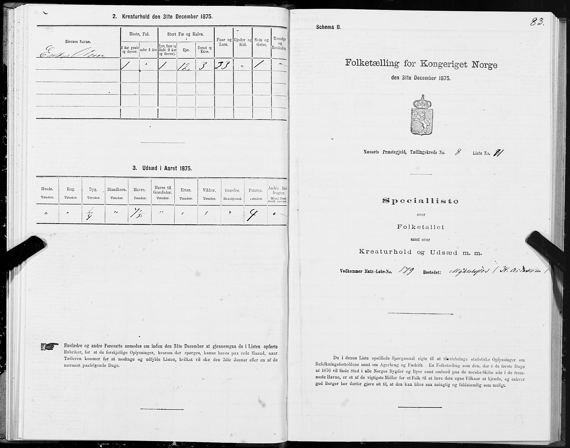 SAT, 1875 census for 1543P Nesset, 1875, p. 4083