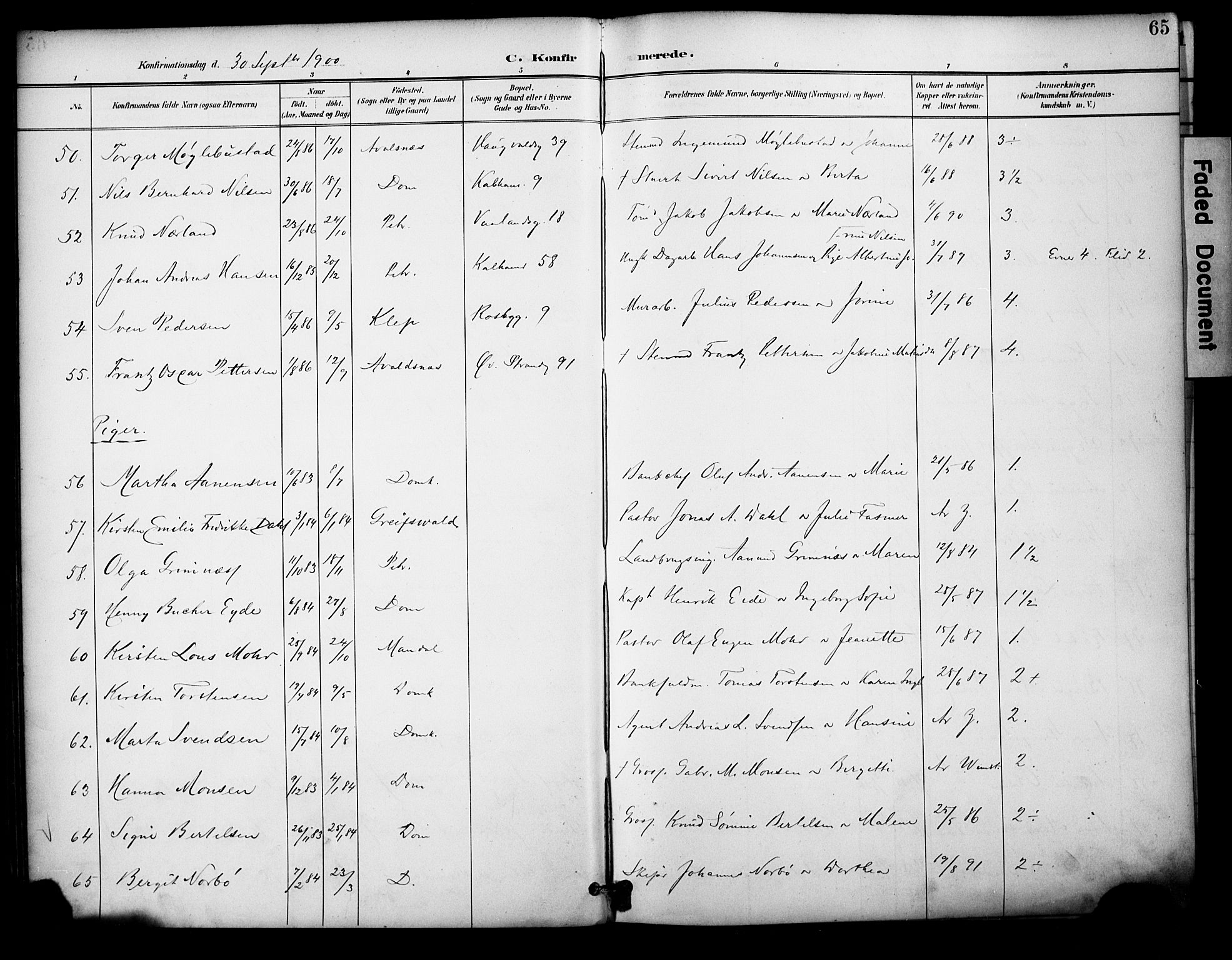 Domkirken sokneprestkontor, AV/SAST-A-101812/001/30/30BA/L0031: Parish register (official) no. A 30, 1896-1916, p. 65