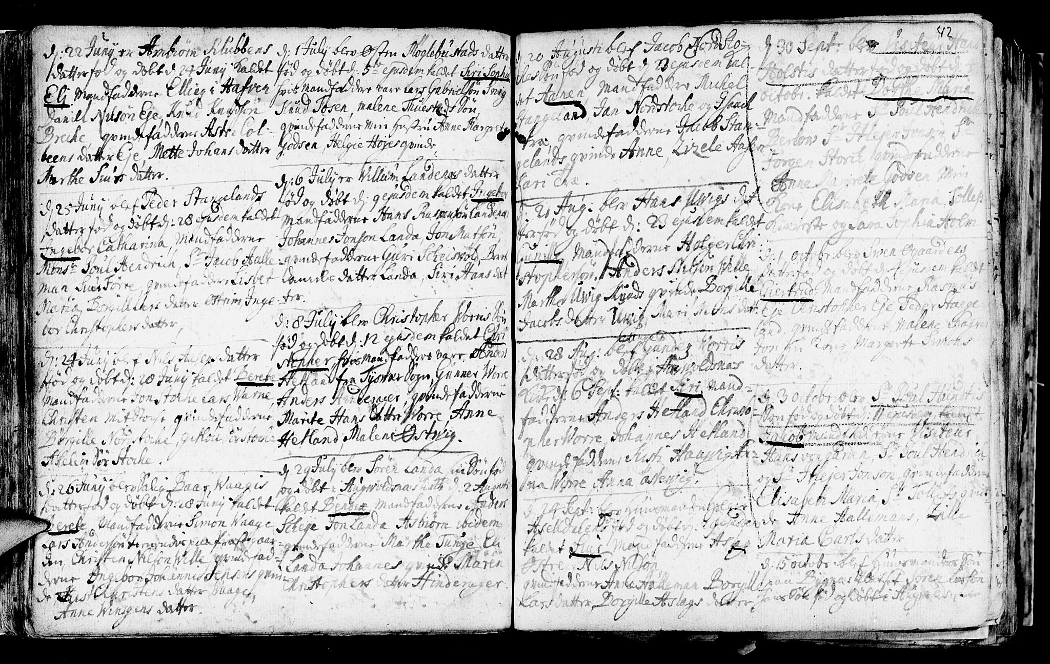 Avaldsnes sokneprestkontor, AV/SAST-A -101851/H/Ha/Haa/L0001: Parish register (official) no. A 1, 1711-1764, p. 42