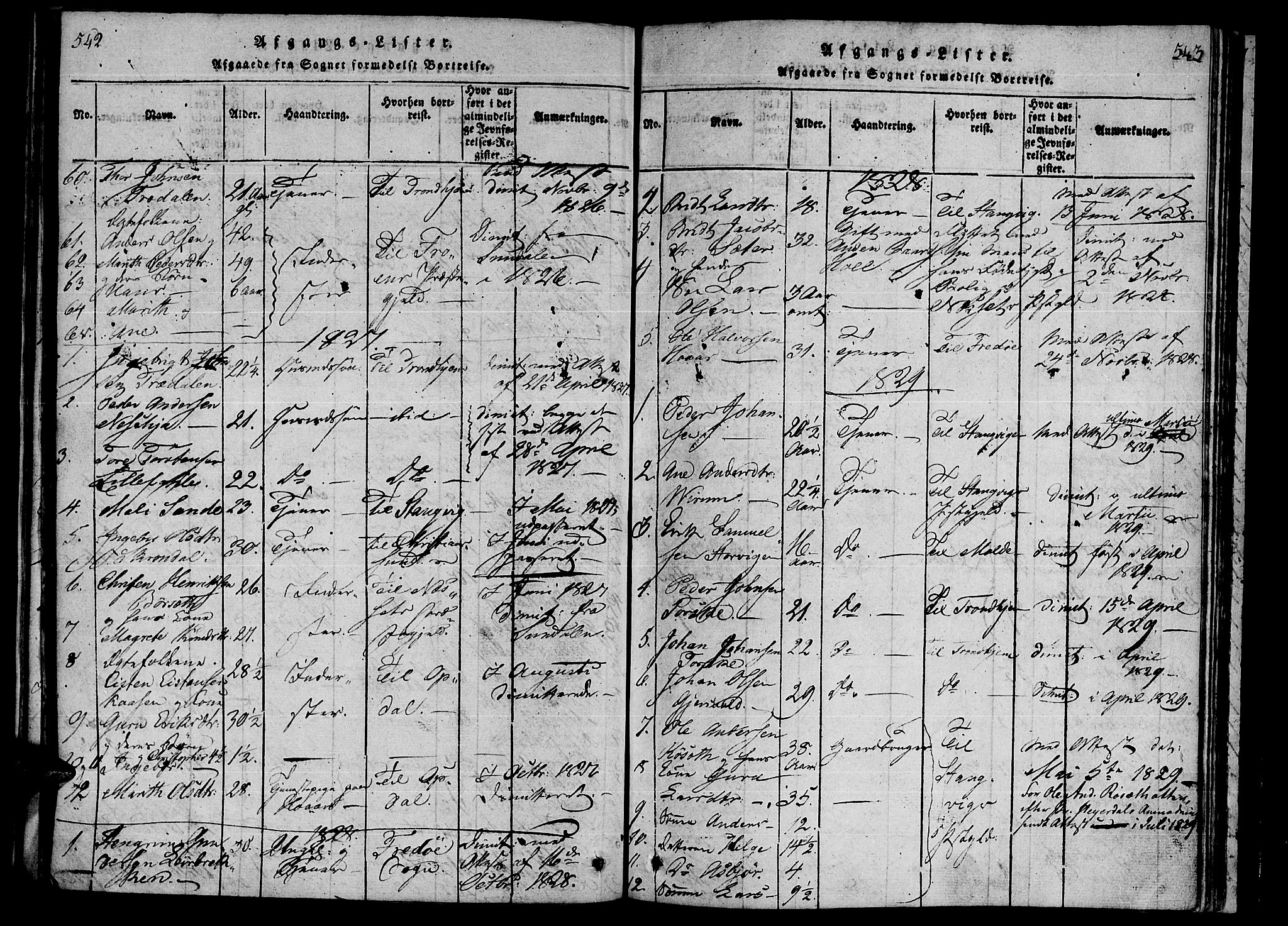 Ministerialprotokoller, klokkerbøker og fødselsregistre - Møre og Romsdal, AV/SAT-A-1454/590/L1009: Parish register (official) no. 590A03 /1, 1819-1832, p. 542-543