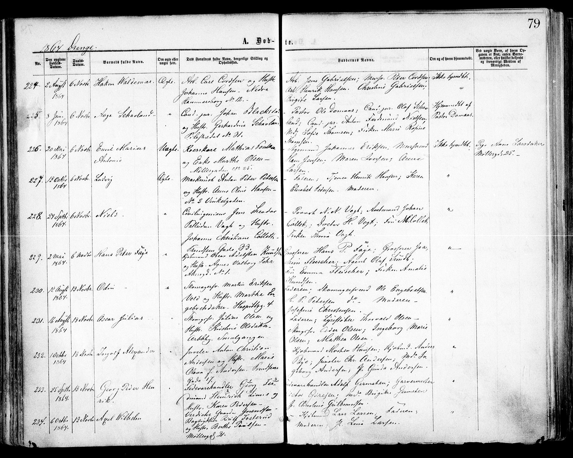 Trefoldighet prestekontor Kirkebøker, SAO/A-10882/F/Fa/L0002: Parish register (official) no. I 2, 1863-1870, p. 79