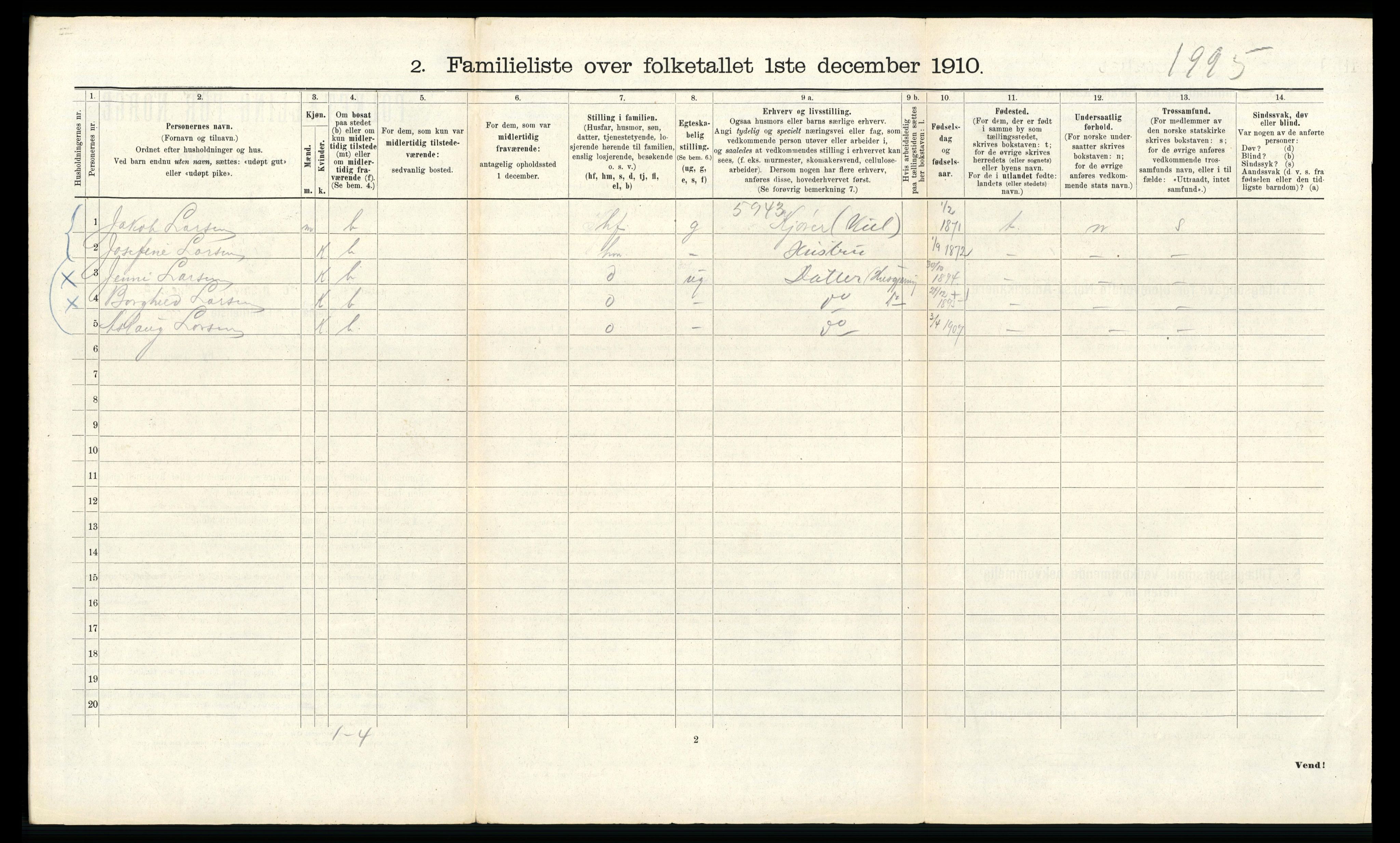 RA, 1910 census for Bergen, 1910, p. 42168