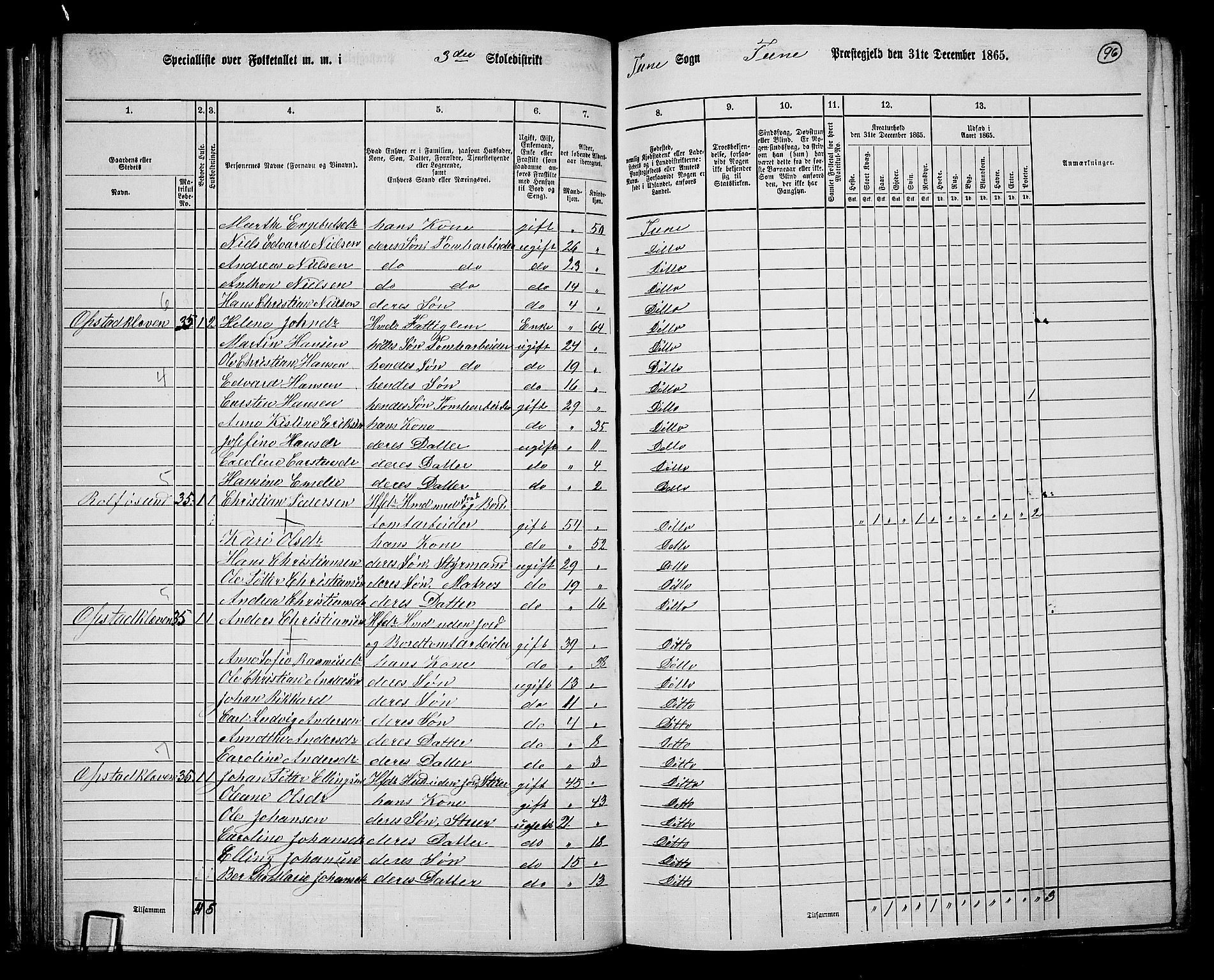 RA, 1865 census for Tune, 1865, p. 89