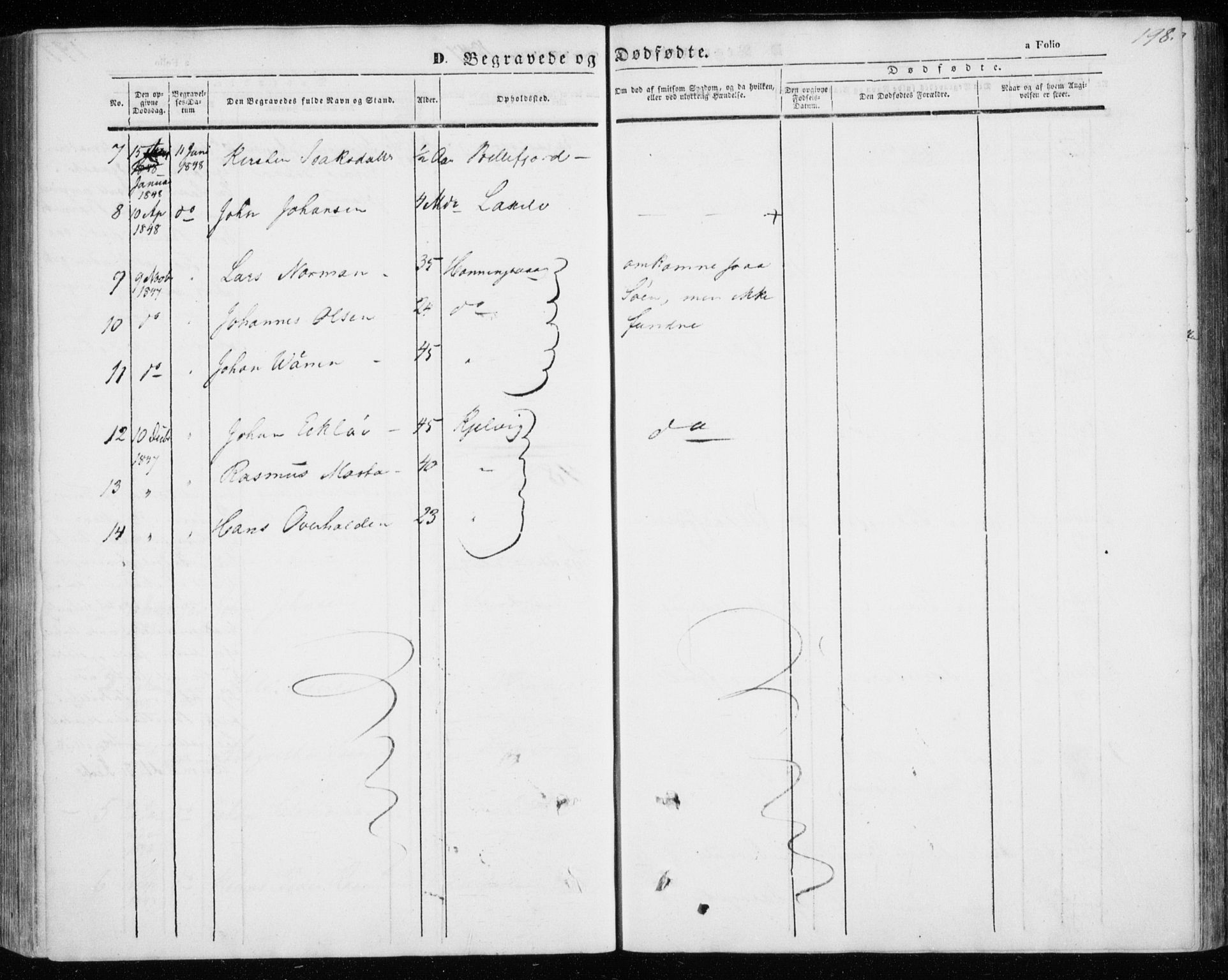 Kistrand/Porsanger sokneprestembete, SATØ/S-1351/H/Ha/L0004.kirke: Parish register (official) no. 4, 1843-1860, p. 198