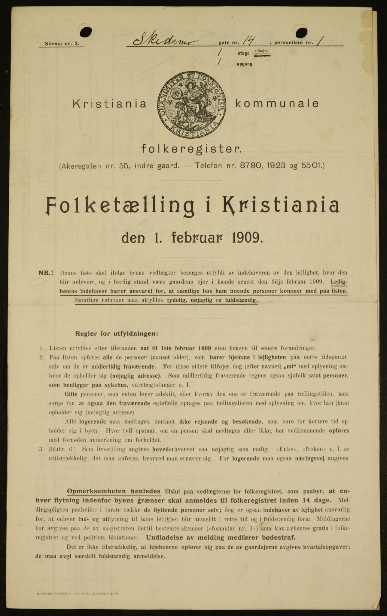 OBA, Municipal Census 1909 for Kristiania, 1909, p. 86481