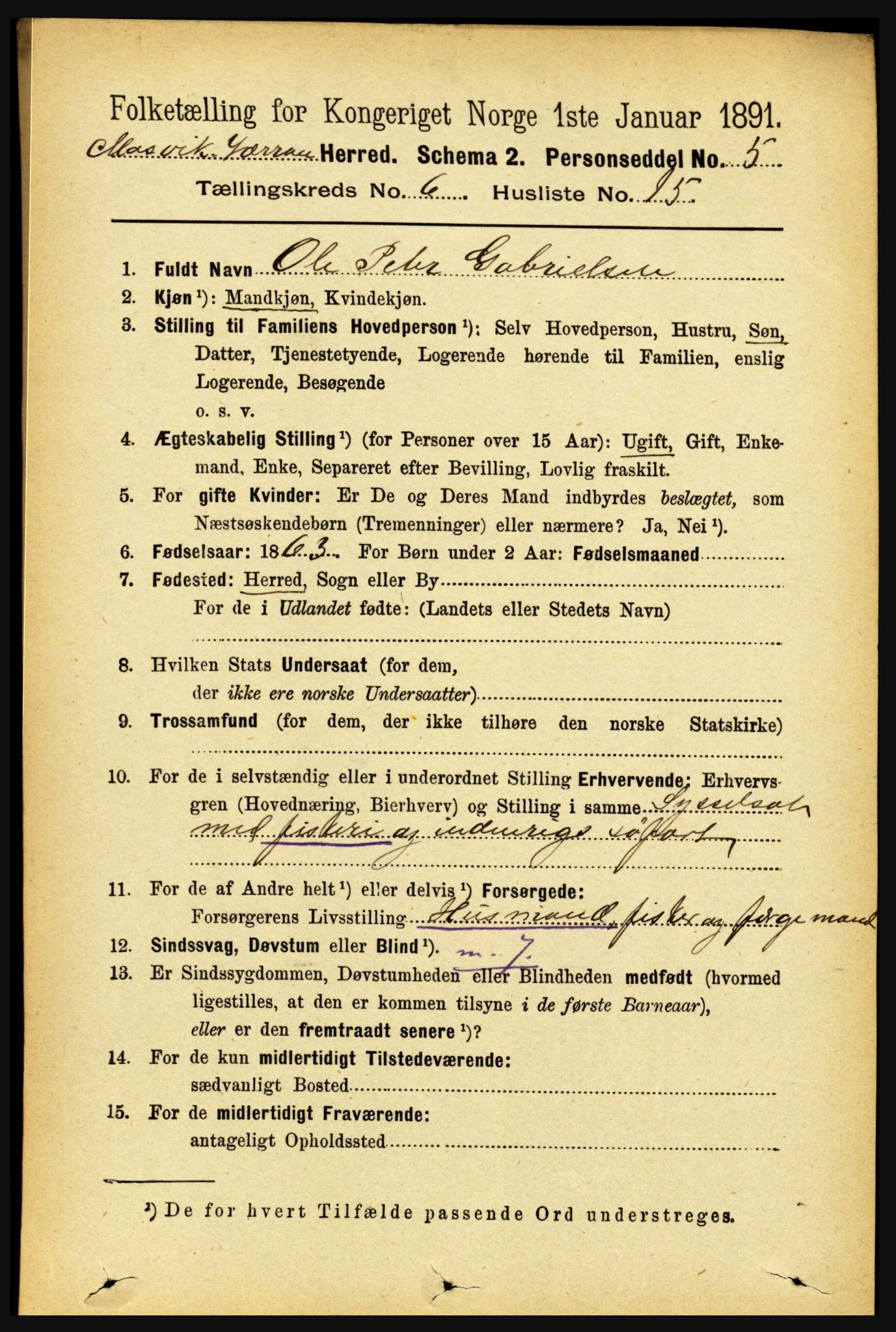 RA, 1891 census for 1723 Mosvik og Verran, 1891, p. 2550