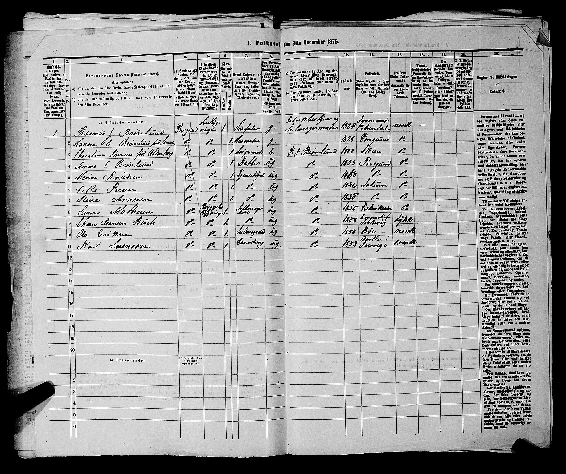 SAKO, 1875 census for 0805P Porsgrunn, 1875, p. 1034