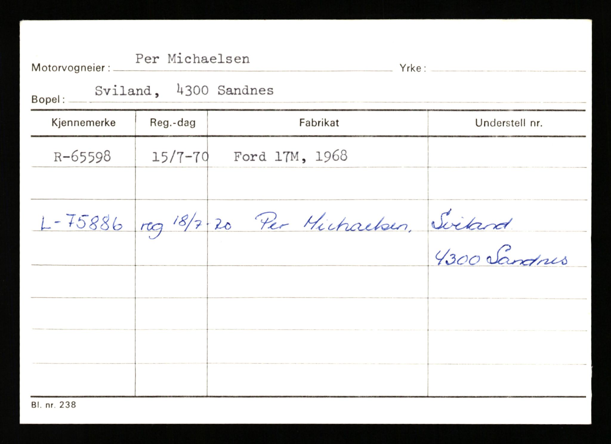 Stavanger trafikkstasjon, SAST/A-101942/0/G/L0007: Registreringsnummer: 49019 - 67460, 1930-1971, p. 3009