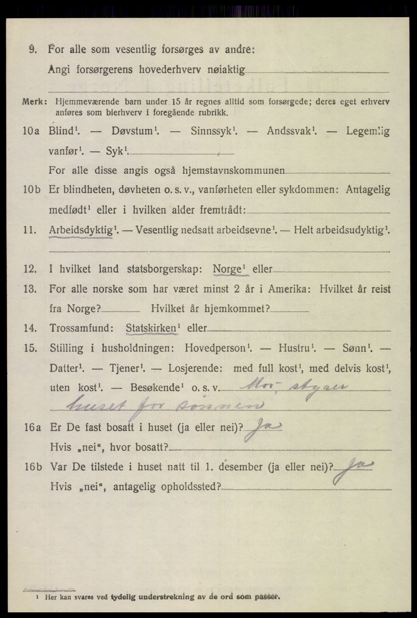 SAT, 1920 census for Veøy, 1920, p. 3082