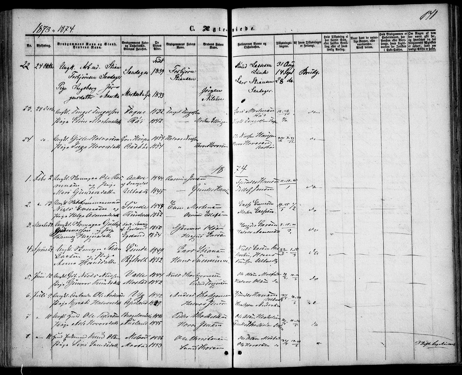 Gjerstad sokneprestkontor, AV/SAK-1111-0014/F/Fa/Faa/L0007: Parish register (official) no. A 7, 1858-1875, p. 171