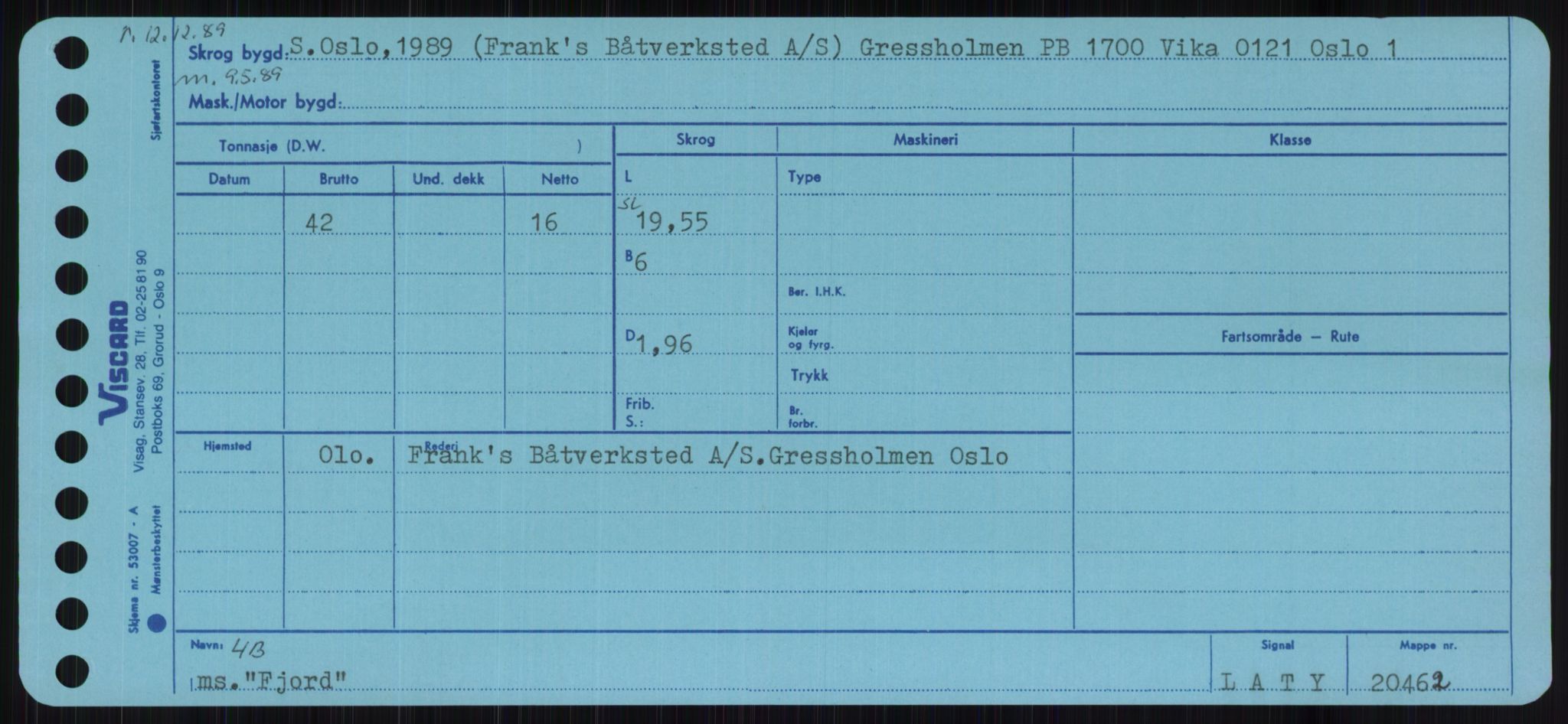 Sjøfartsdirektoratet med forløpere, Skipsmålingen, RA/S-1627/H/Ha/L0002/0001: Fartøy, Eik-Hill / Fartøy, Eik-F, p. 489