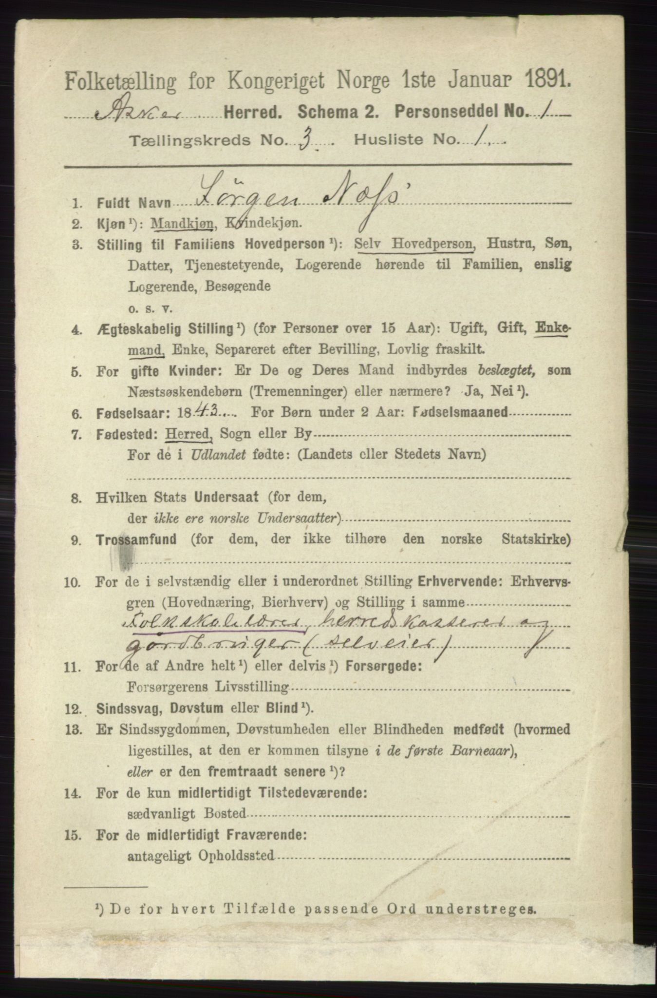 RA, 1891 census for 0220 Asker, 1891, p. 1981