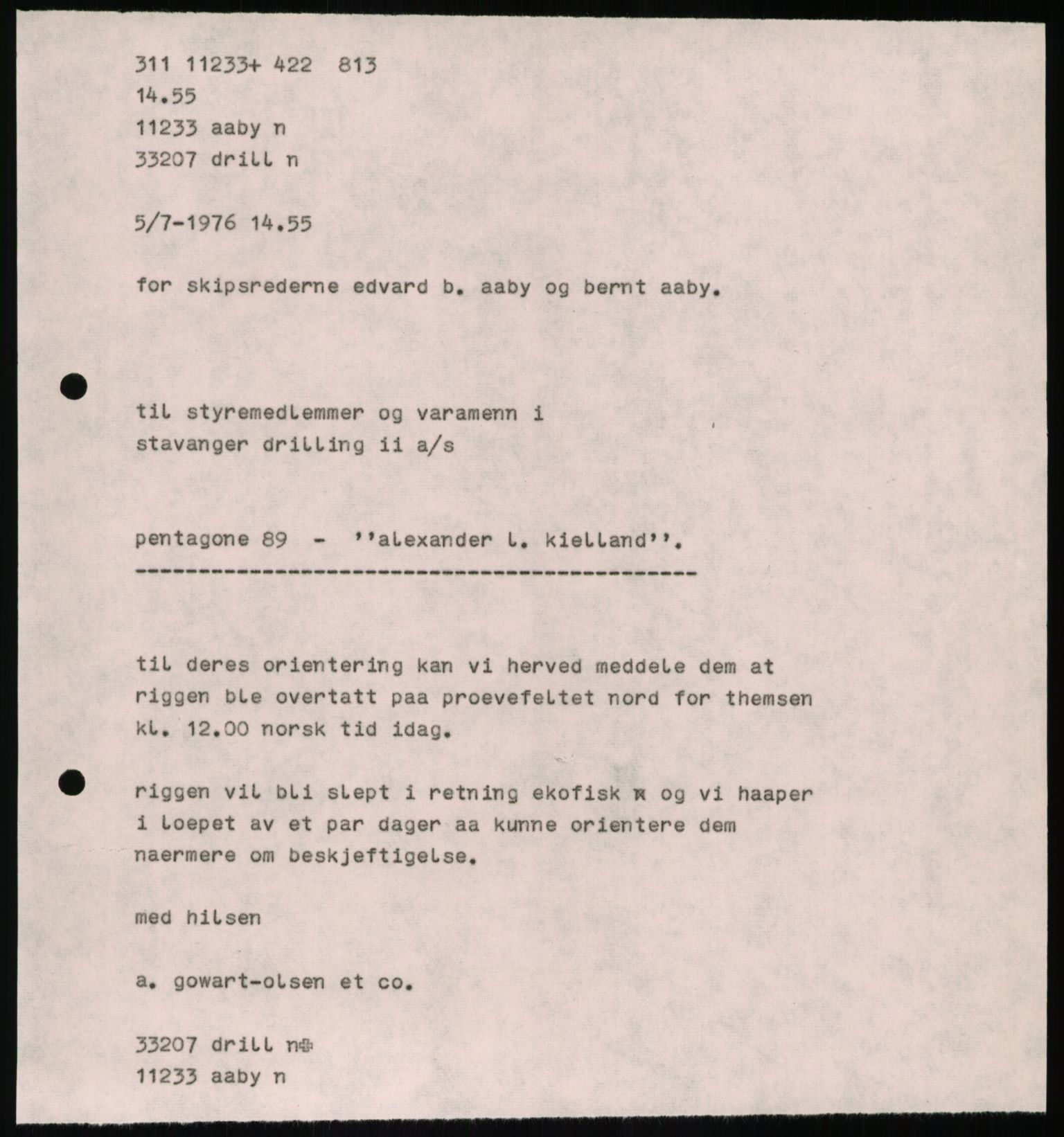 Pa 1503 - Stavanger Drilling AS, AV/SAST-A-101906/A/Ab/Abc/L0006: Styrekorrespondanse Stavanger Drilling II A/S, 1974-1977, p. 314