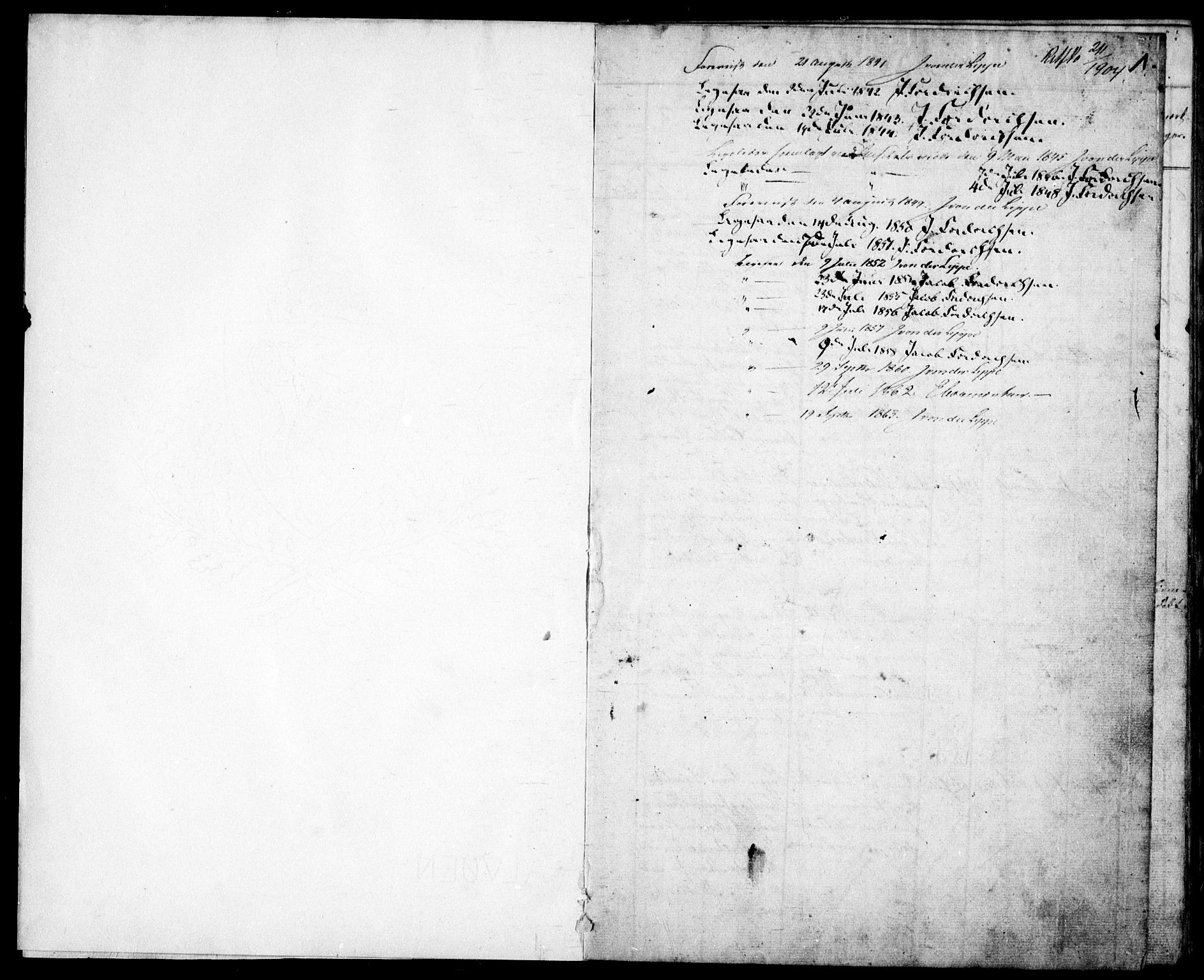 Hommedal sokneprestkontor, AV/SAK-1111-0023/F/Fb/Fba/L0002: Parish register (copy) no. B 2, 1841-1863, p. 1