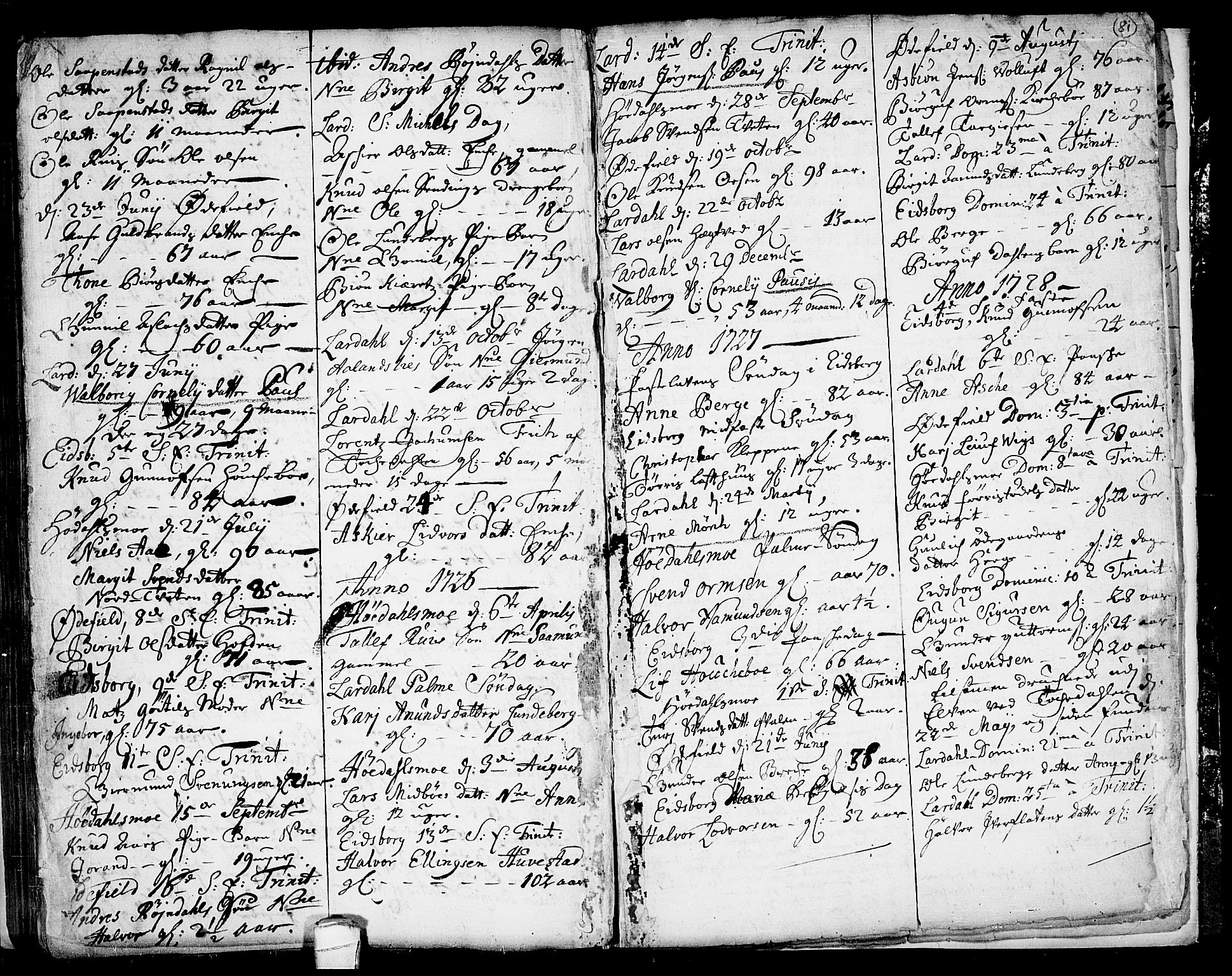 Lårdal kirkebøker, SAKO/A-284/F/Fa/L0001: Parish register (official) no. I 1, 1721-1734, p. 81