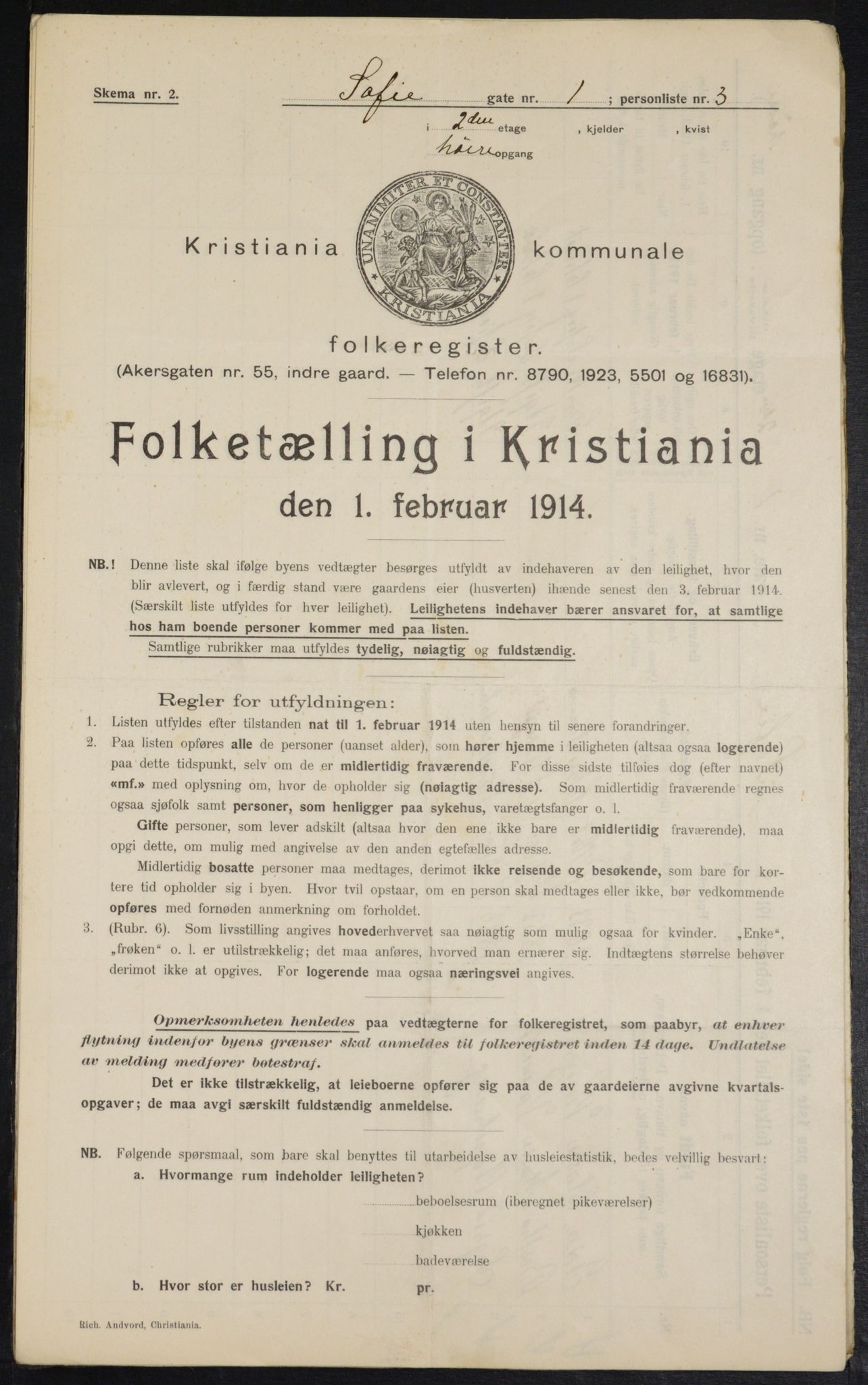 OBA, Municipal Census 1914 for Kristiania, 1914, p. 98574