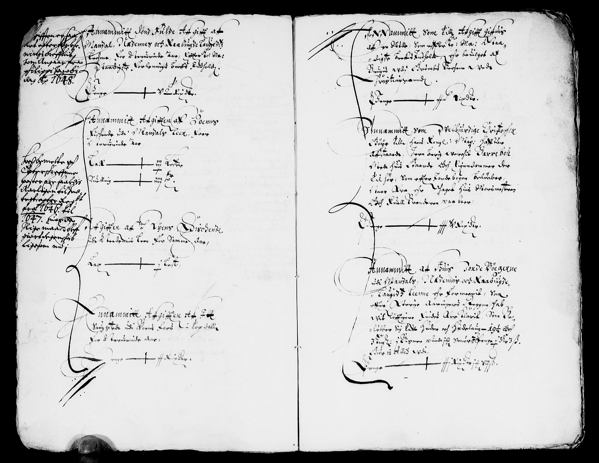 Rentekammeret inntil 1814, Reviderte regnskaper, Lensregnskaper, AV/RA-EA-5023/R/Rb/Rbq/L0037: Nedenes len. Mandals len. Råbyggelag., 1647-1649