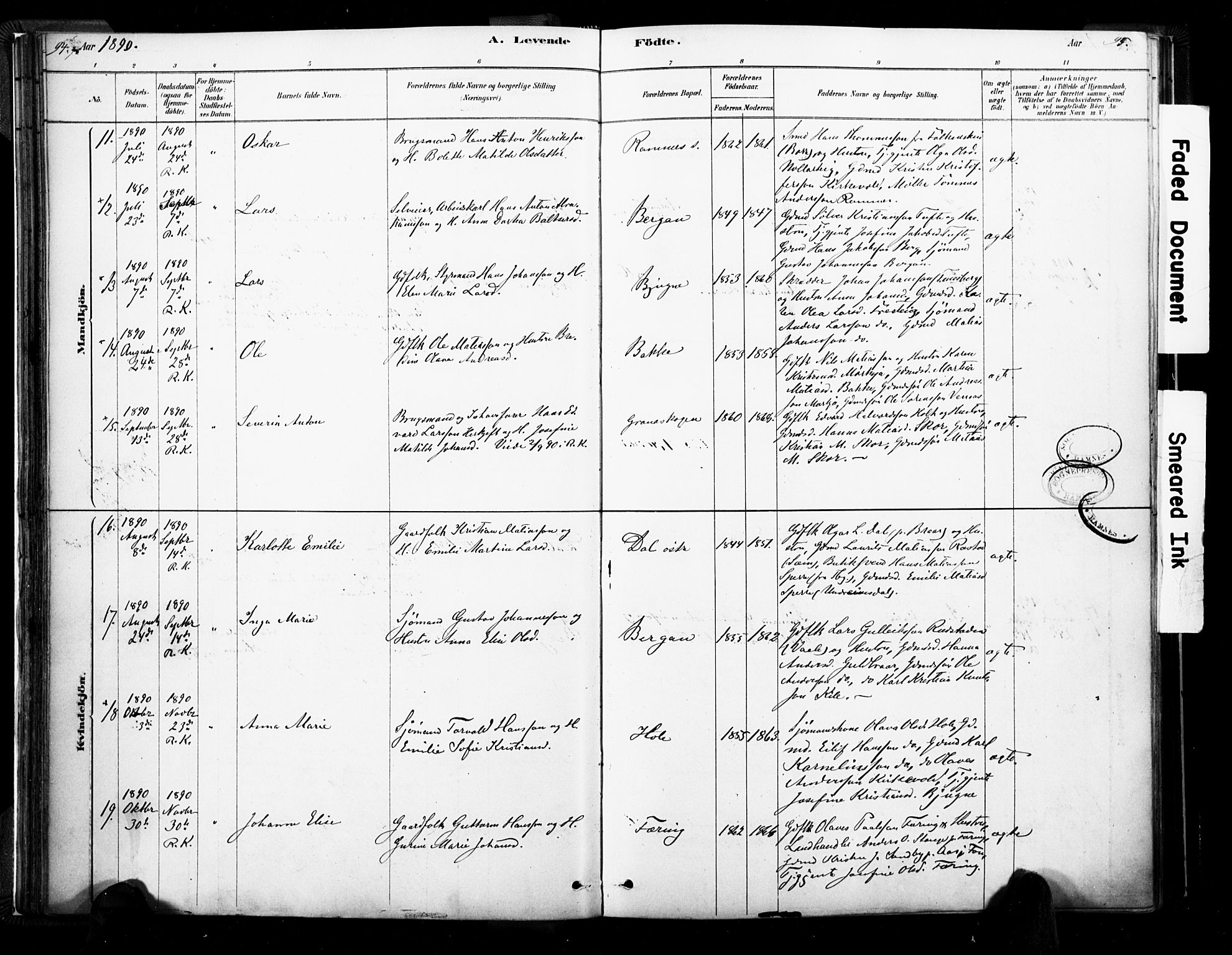 Ramnes kirkebøker, AV/SAKO-A-314/F/Fa/L0007: Parish register (official) no. I 7, 1878-1895, p. 94-95