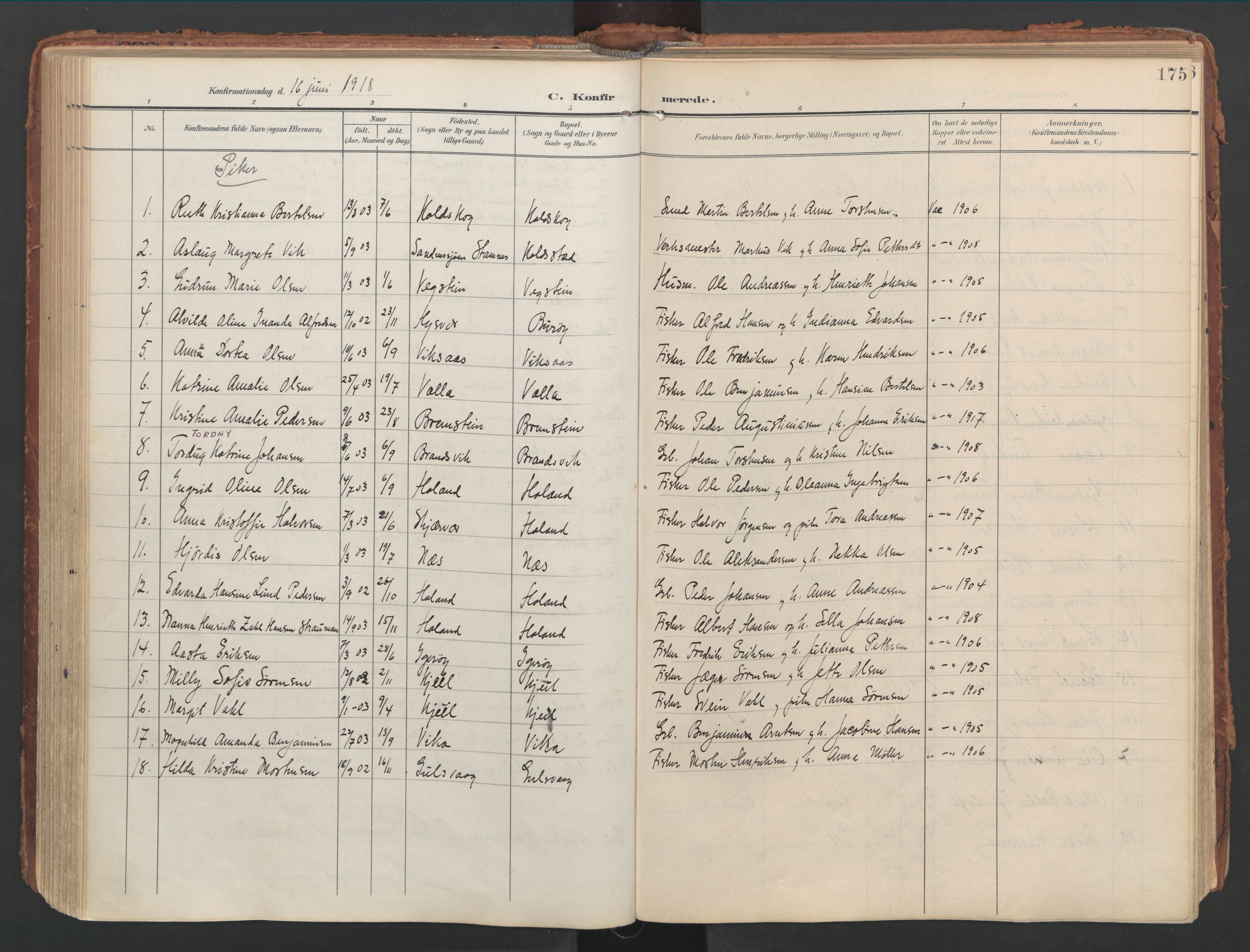 Ministerialprotokoller, klokkerbøker og fødselsregistre - Nordland, AV/SAT-A-1459/816/L0250: Parish register (official) no. 816A16, 1903-1923, p. 175