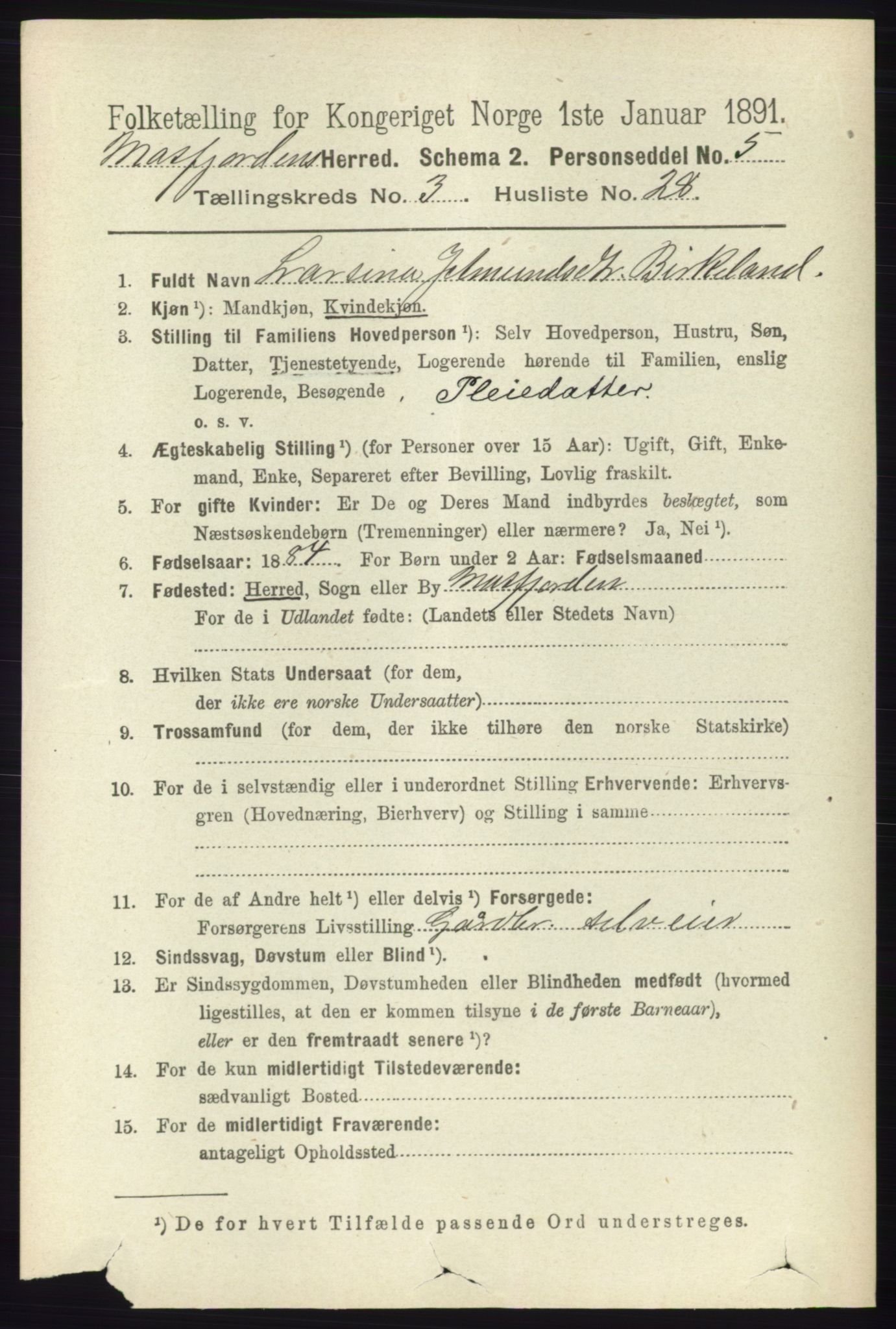 RA, 1891 census for 1266 Masfjorden, 1891, p. 714