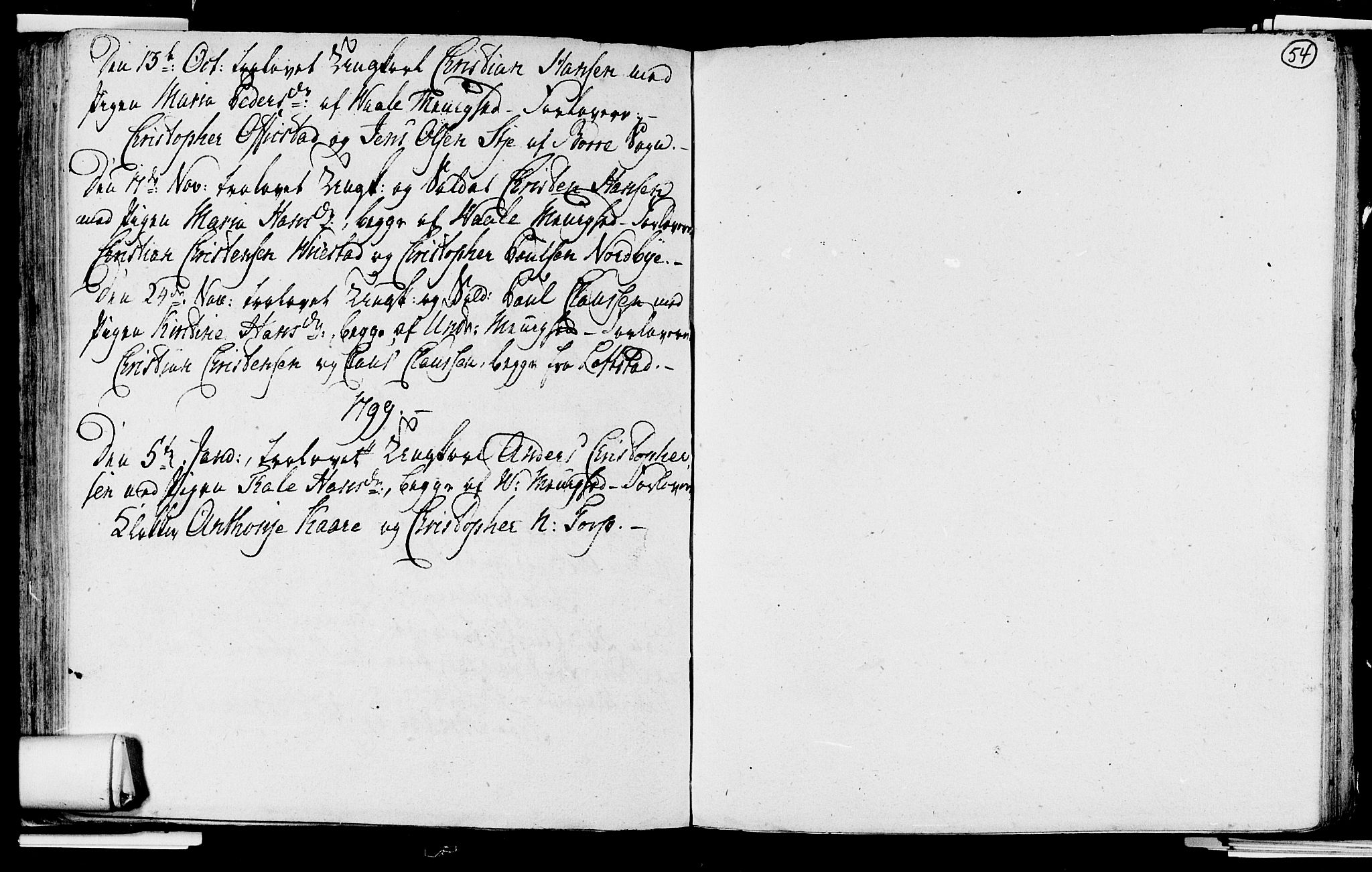 Våle kirkebøker, SAKO/A-334/H/Hb/L0002: Best man's statements no. 2, 1756-1799, p. 54