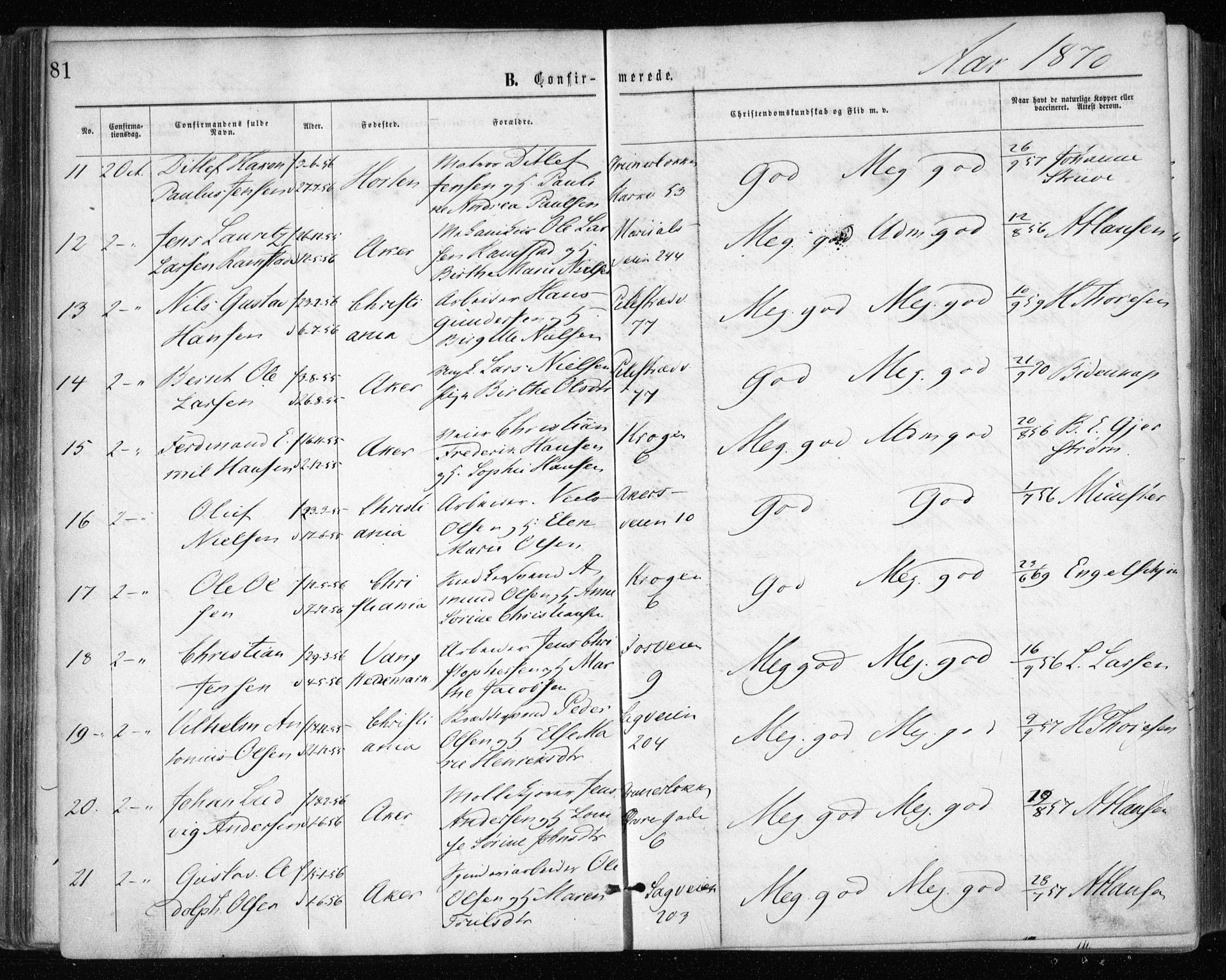 Gamle Aker prestekontor Kirkebøker, AV/SAO-A-10617a/F/L0003: Parish register (official) no. 3, 1865-1873, p. 81