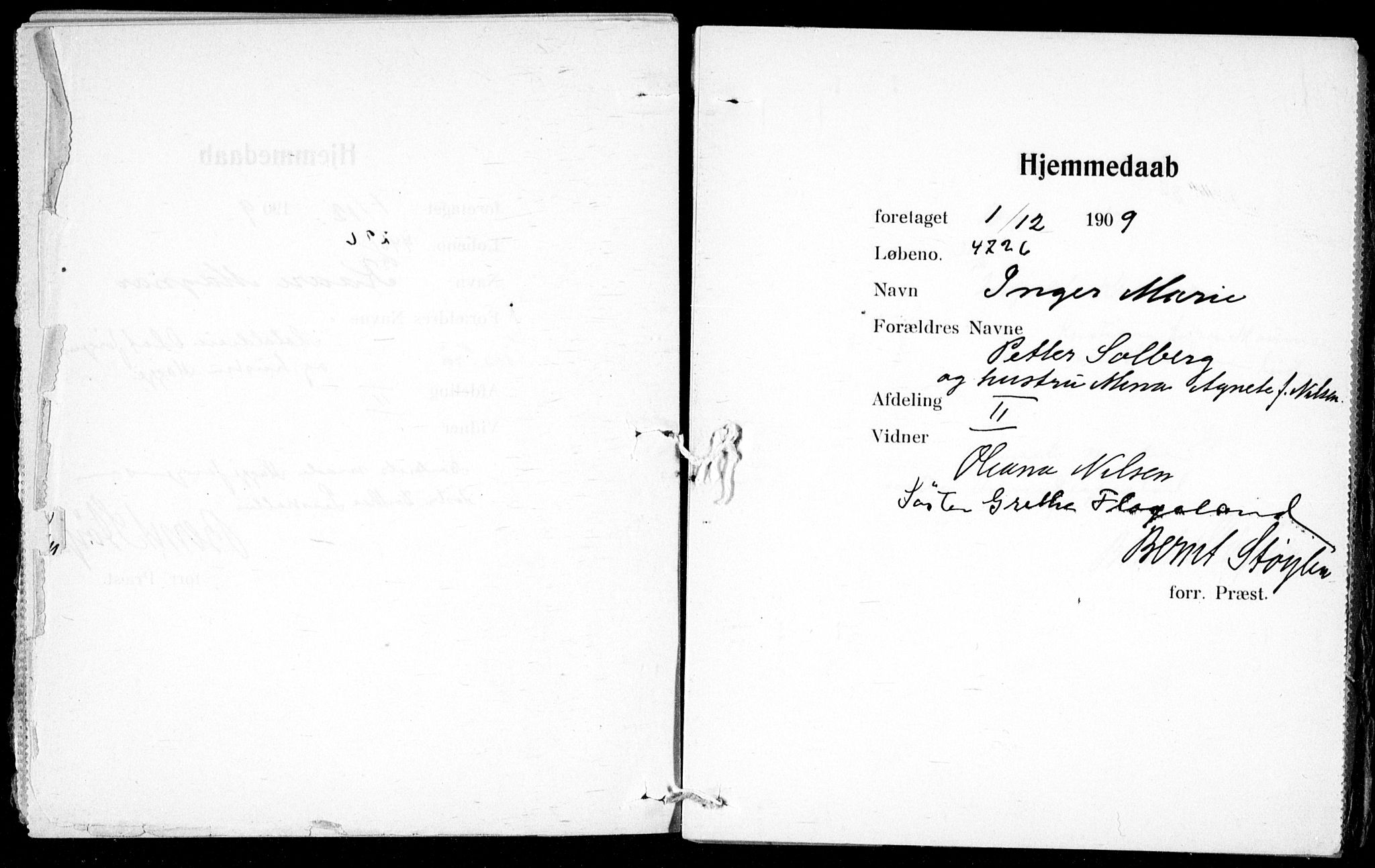 Ullevål sykehus prestekontor Kirkebøker, SAO/A-10542a/K/Ka/L0001: Baptism register no. 1, 1906-1914